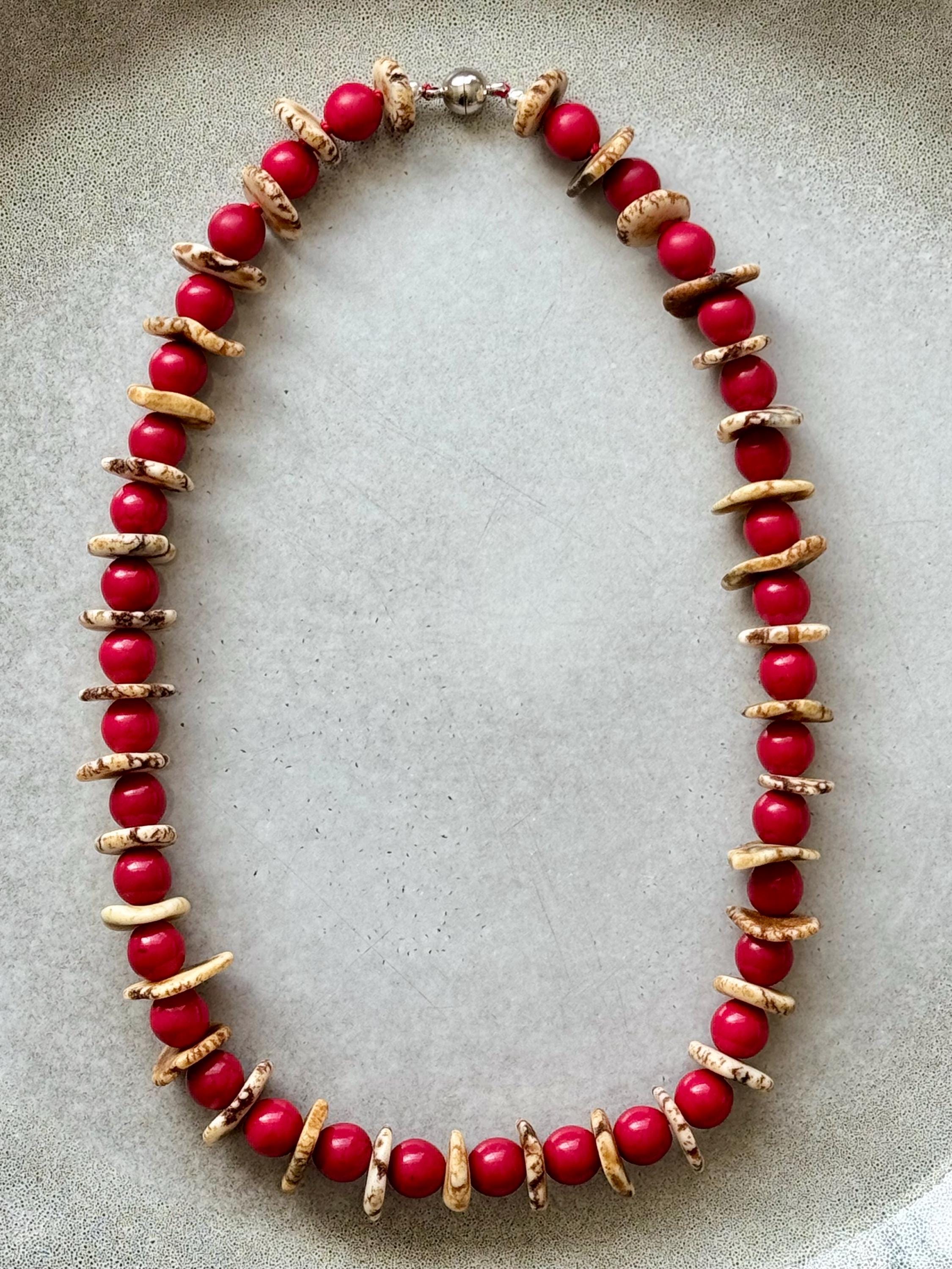 Red Howlite & Magnesite Necklace