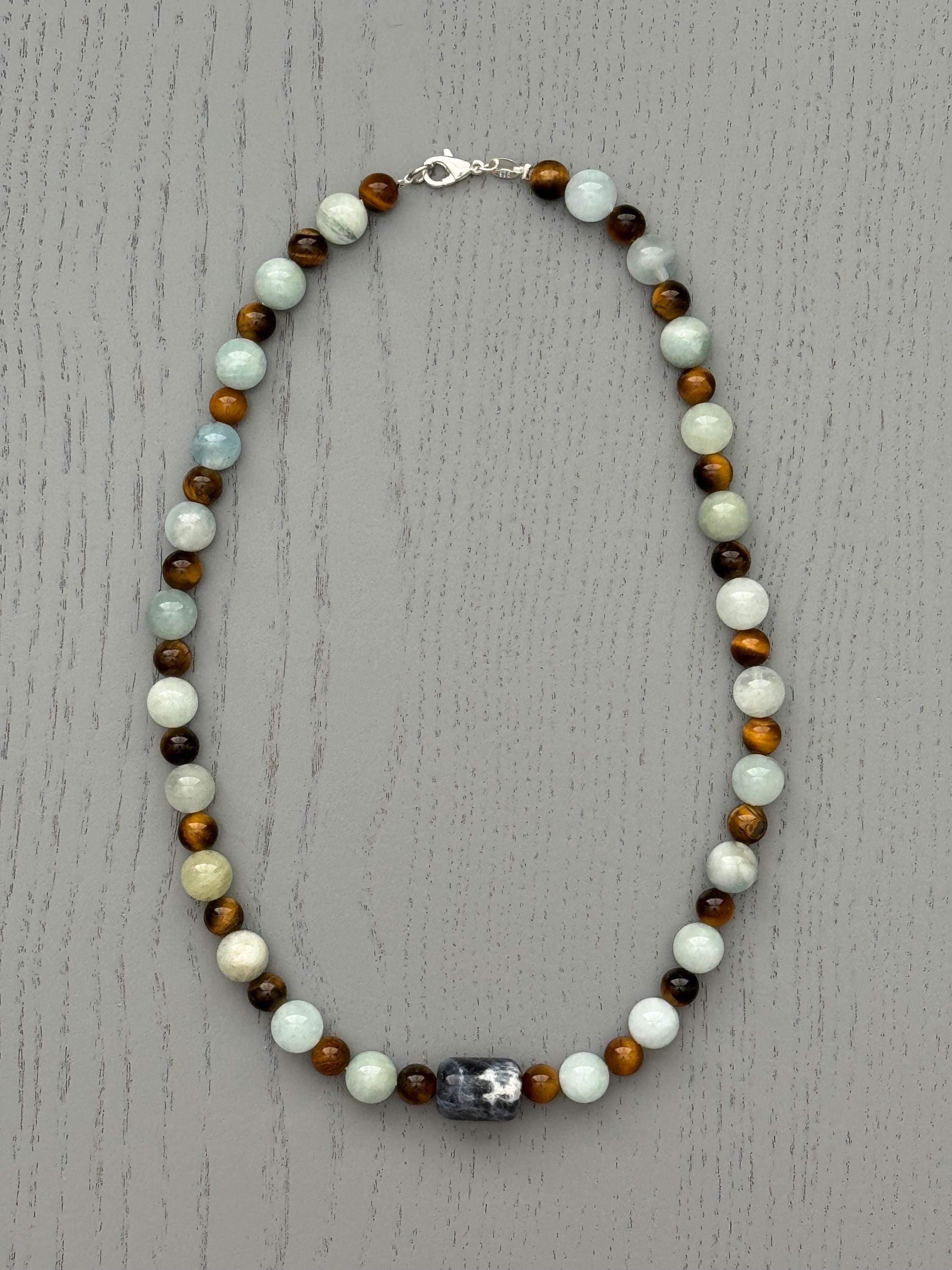 Aquamarine Tiger's Eye Sodalite Necklace