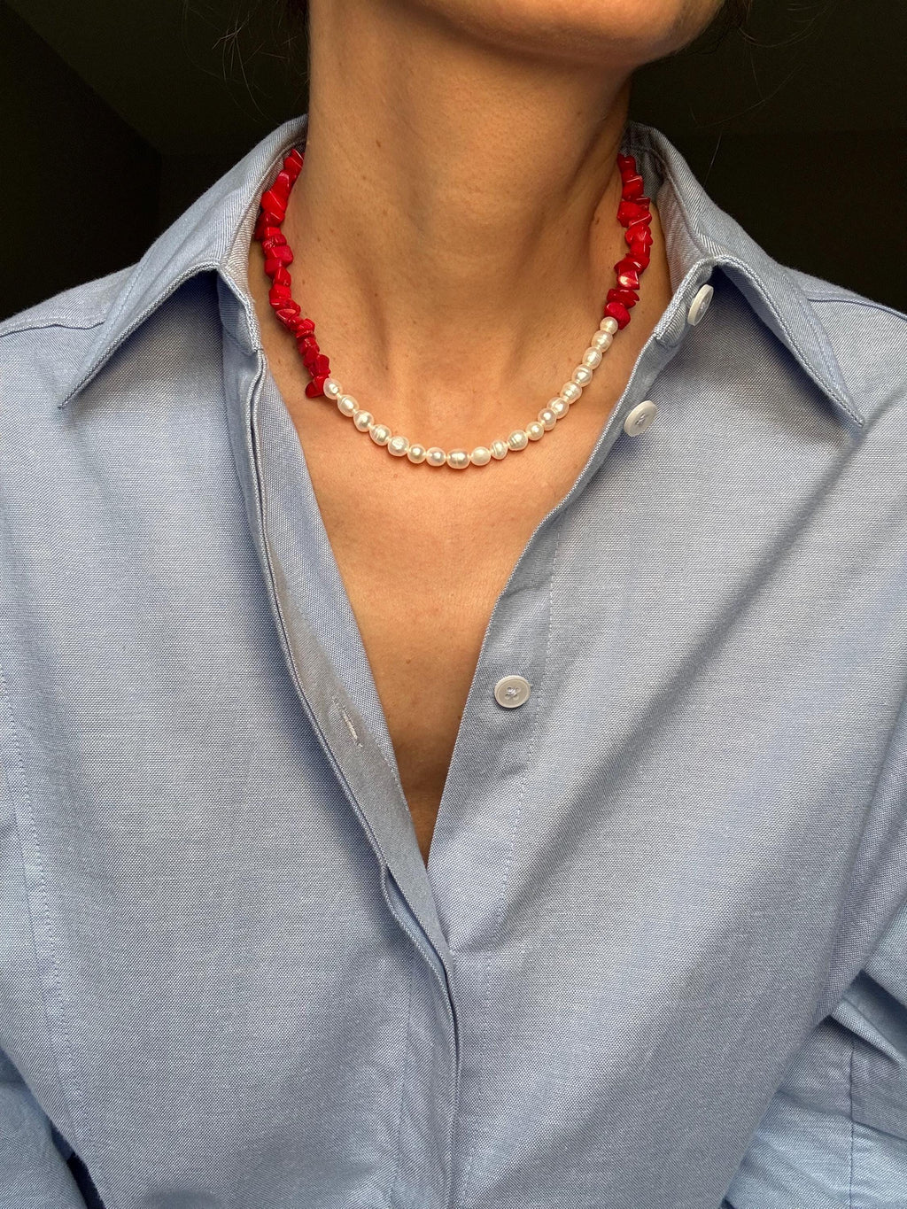 Baroque Pearl Coral Necklace