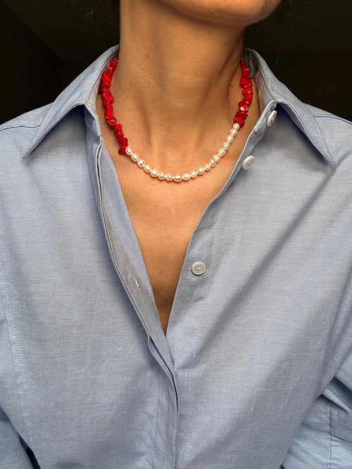 Baroque Pearl Coral Necklace