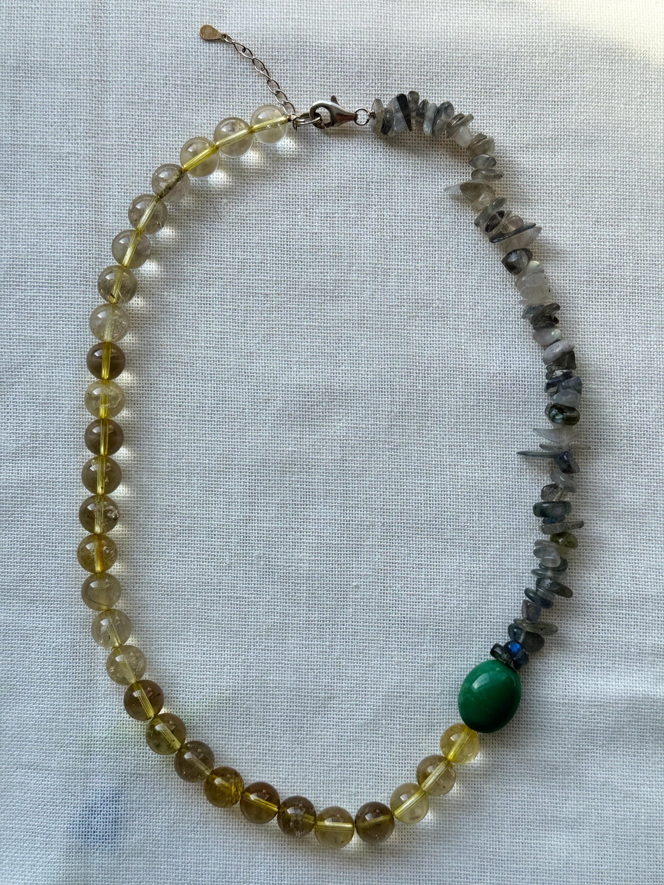 Citrine Labradorite Green Turquoise Necklace