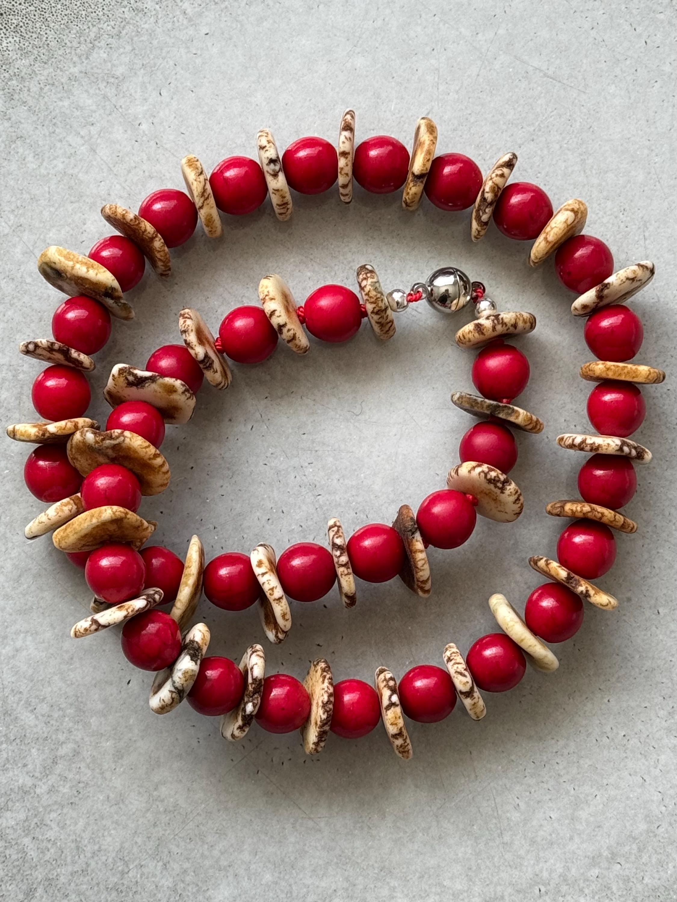 Red Howlite & Magnesite Necklace