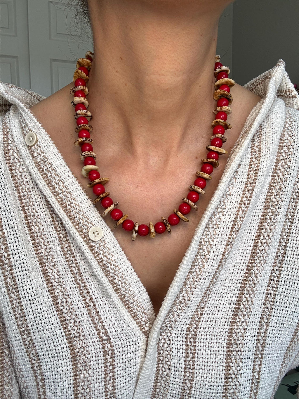 Red Howlite & Magnesite Necklace
