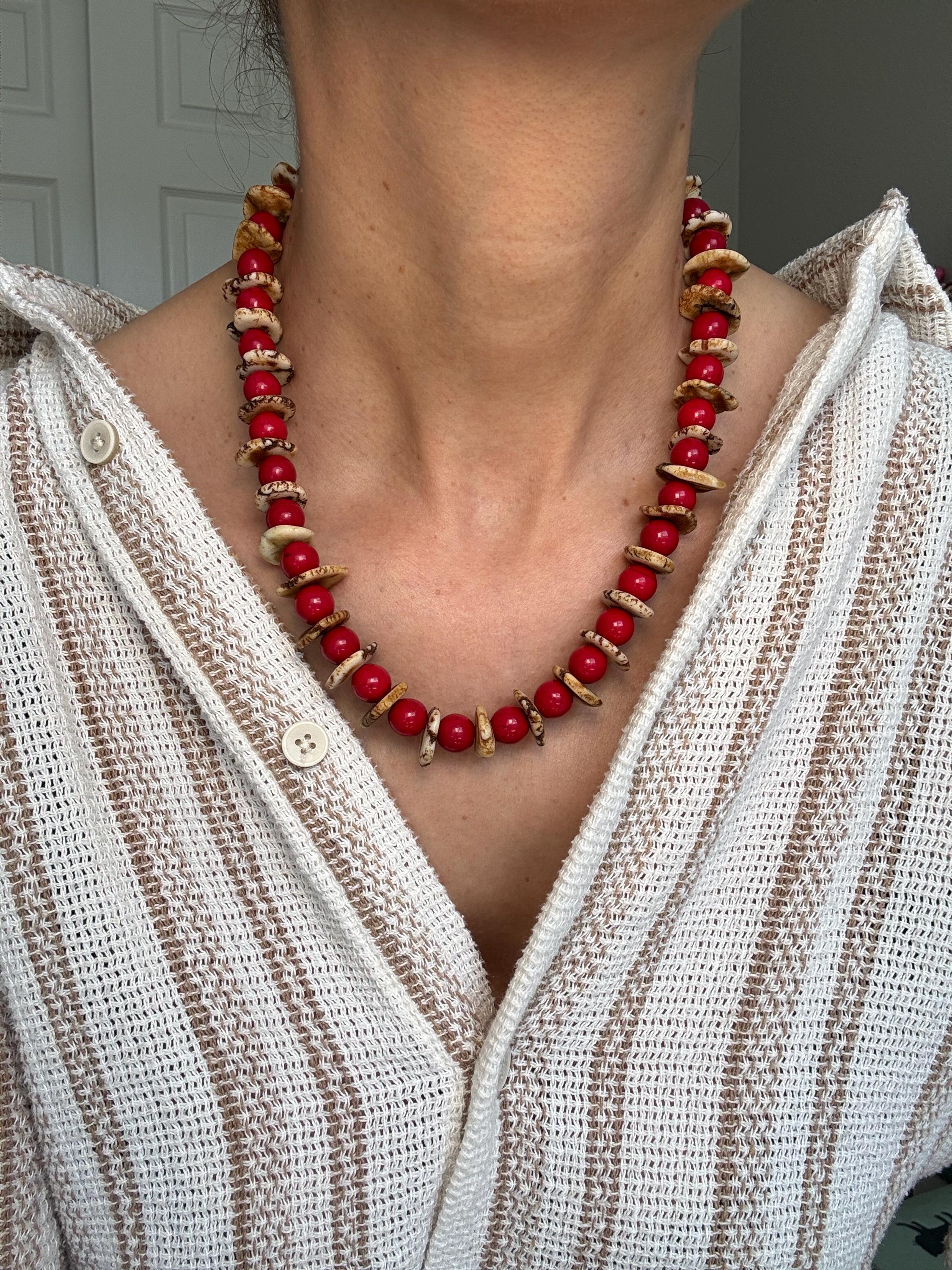 Red Howlite & Magnesite Necklace