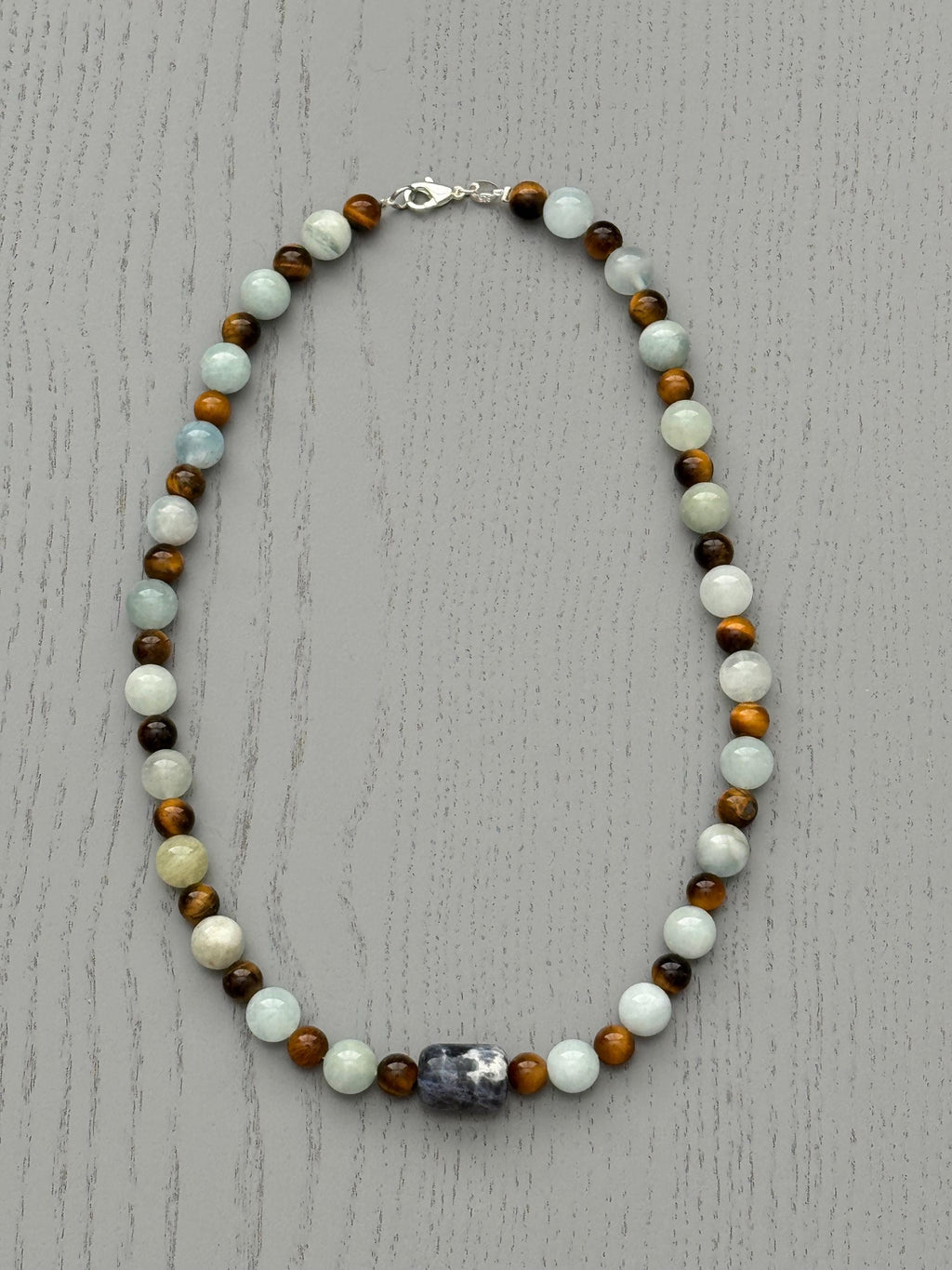 Aquamarine Tiger's Eye Sodalite Necklace