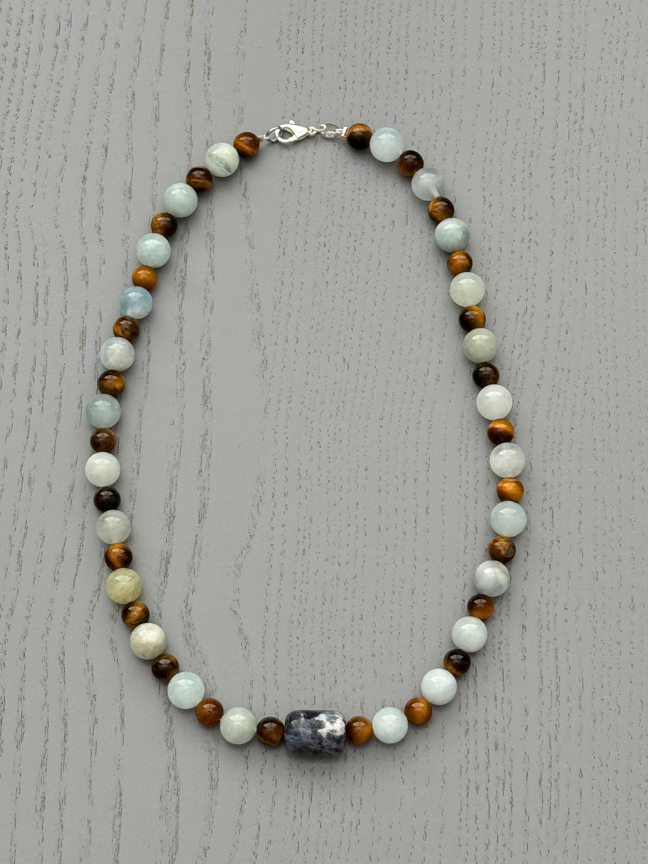 Aquamarine Tiger's Eye Sodalite Necklace