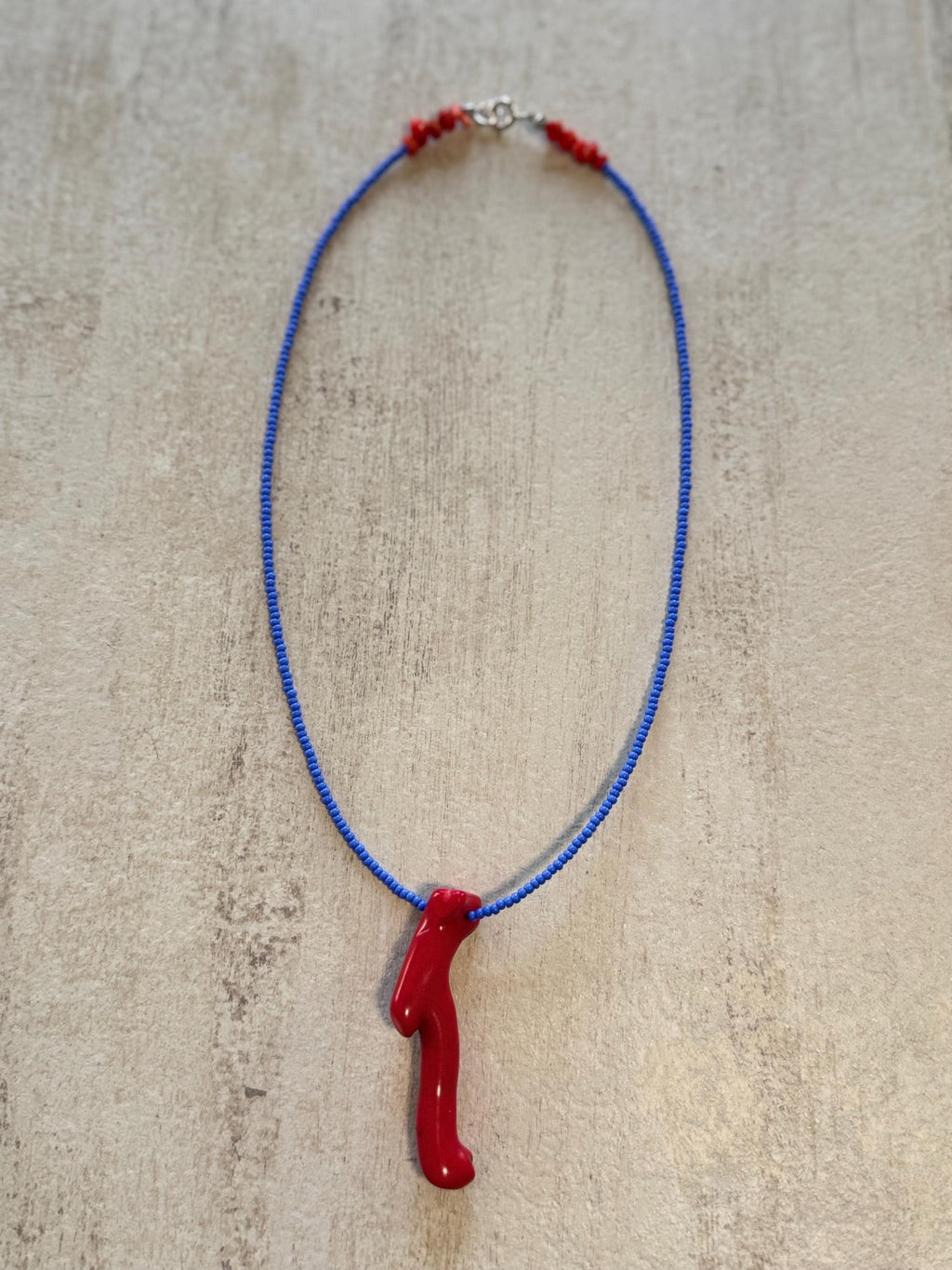 Red Coral Branch Pendant Necklace