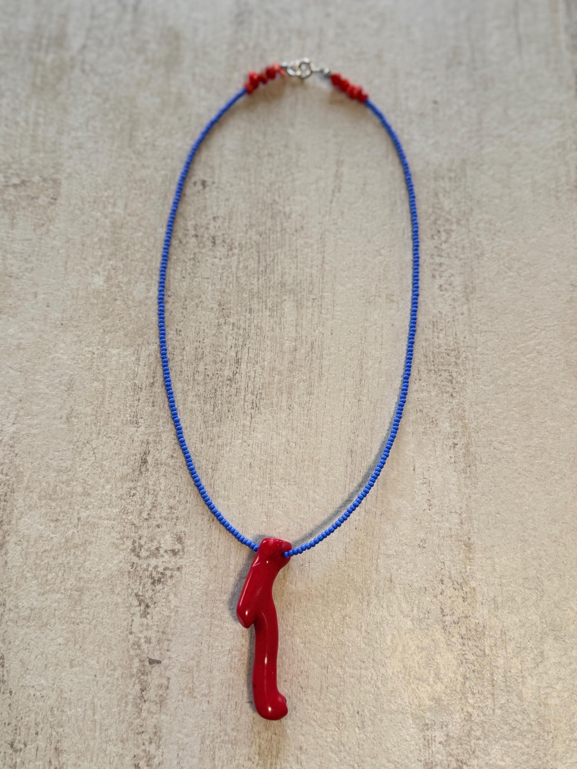 Red Coral Branch Pendant Necklace