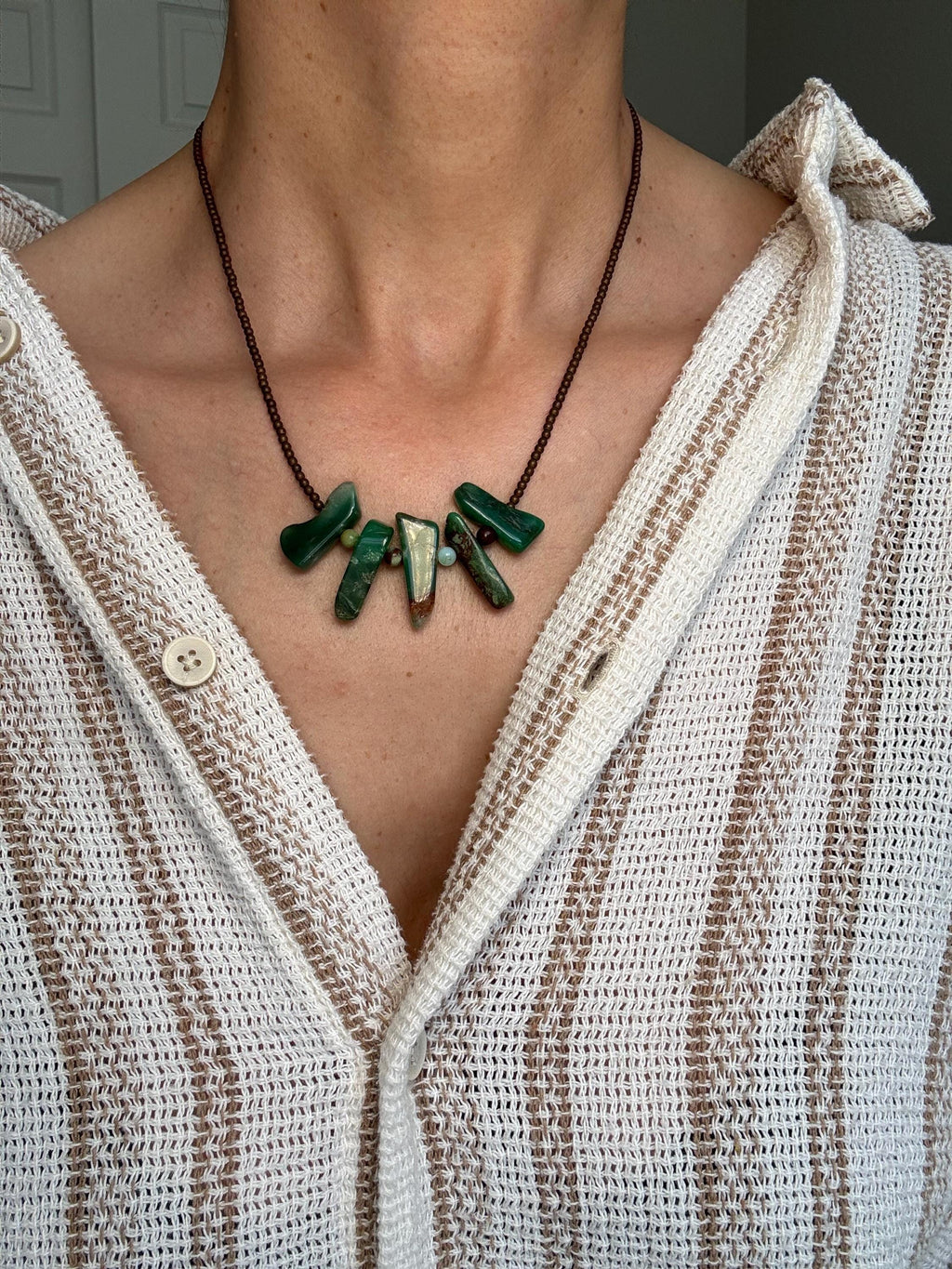 Chrysoprase Copper Hematite Necklace