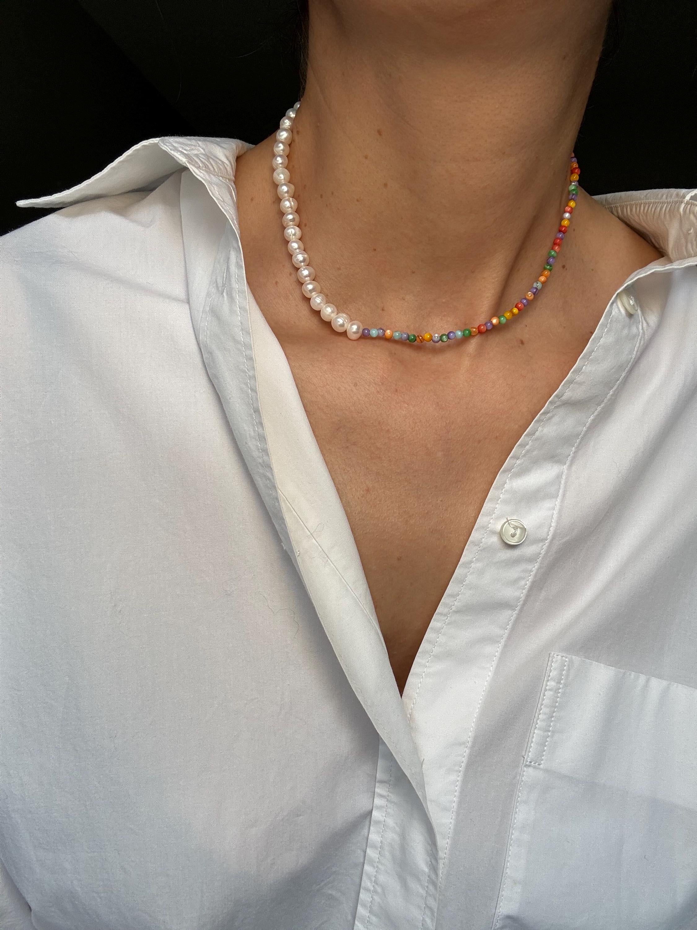 Freshwater Pearl Colorful Bead Choker
