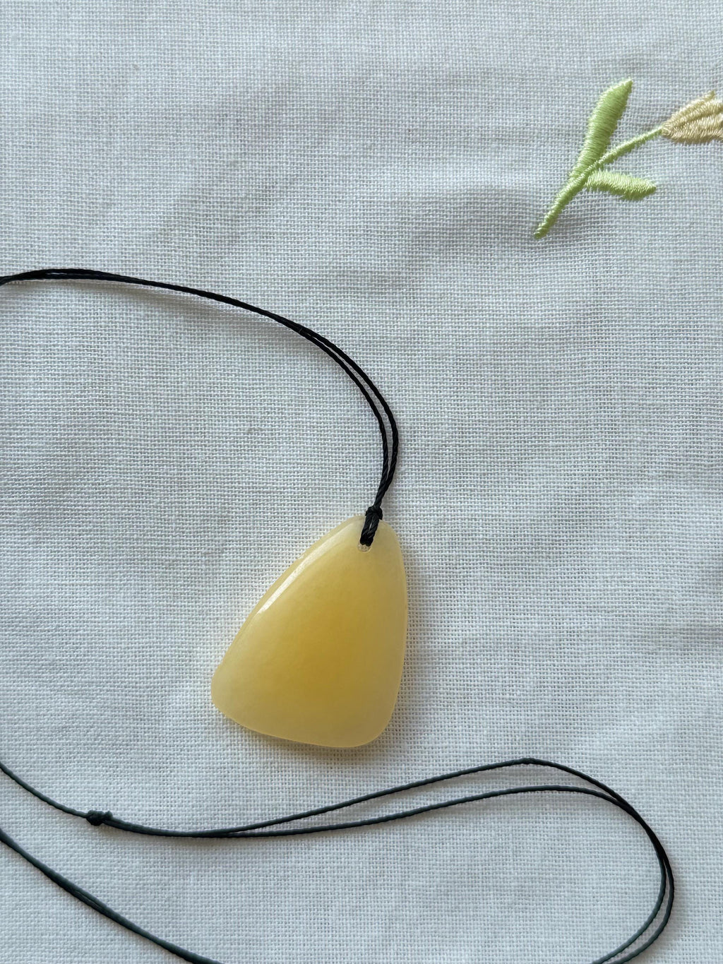 Yellow Calcite/Jade Pendant Necklace