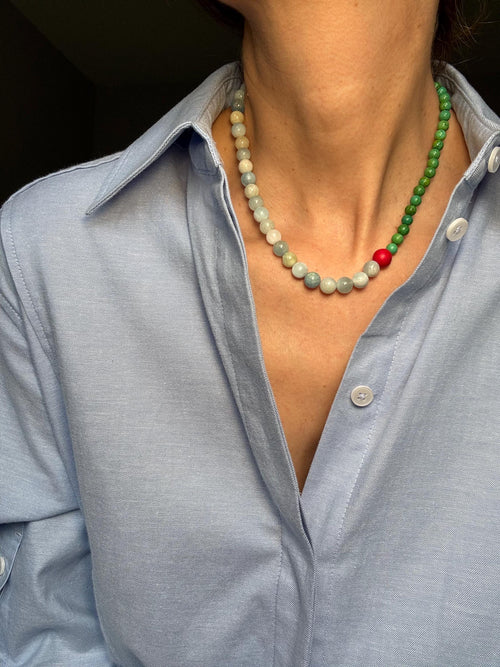 Aquamarine Green Turquoise Coral Necklace