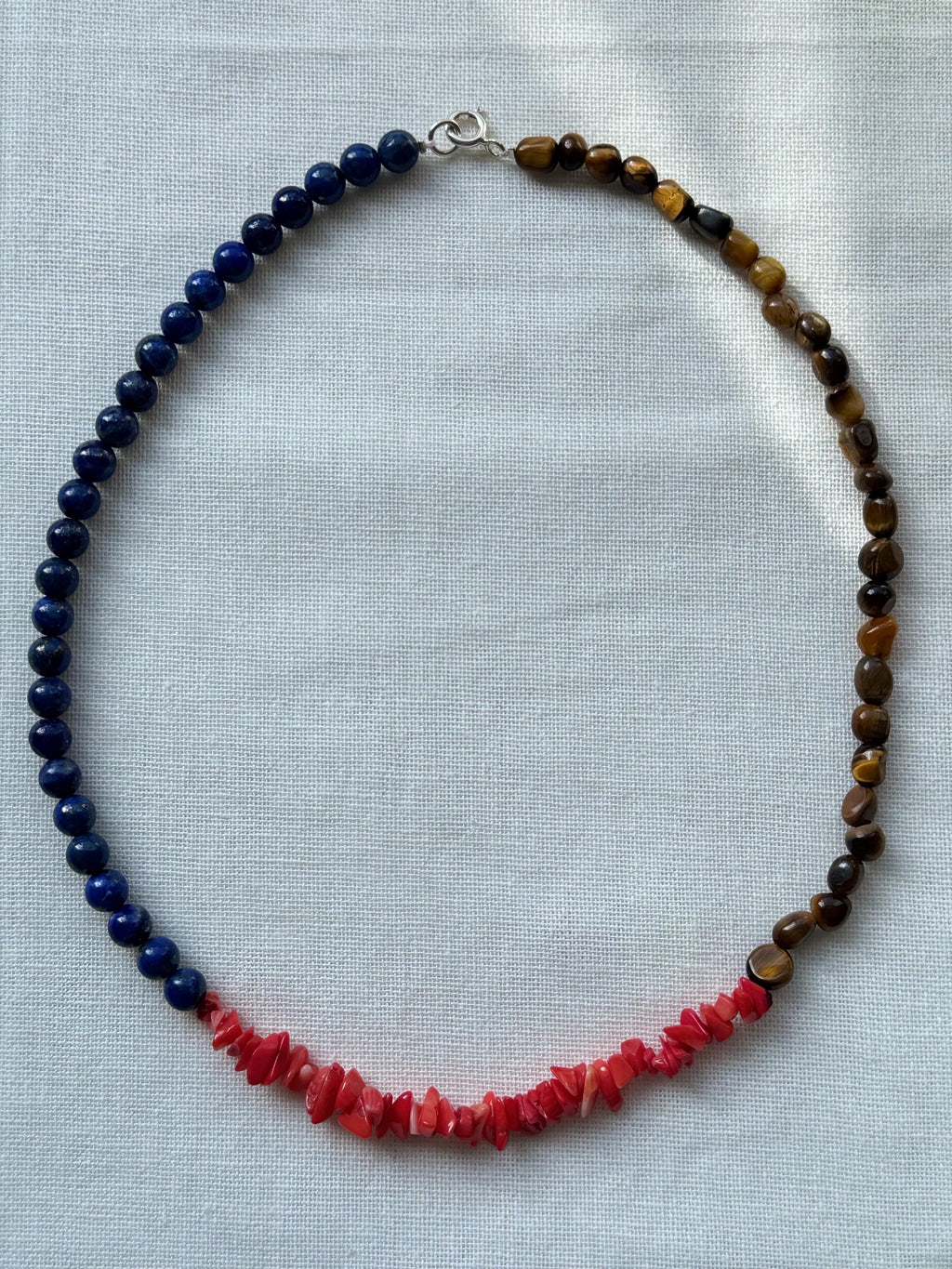 Lapis Lazuli Tiger's Eye Coral Necklace