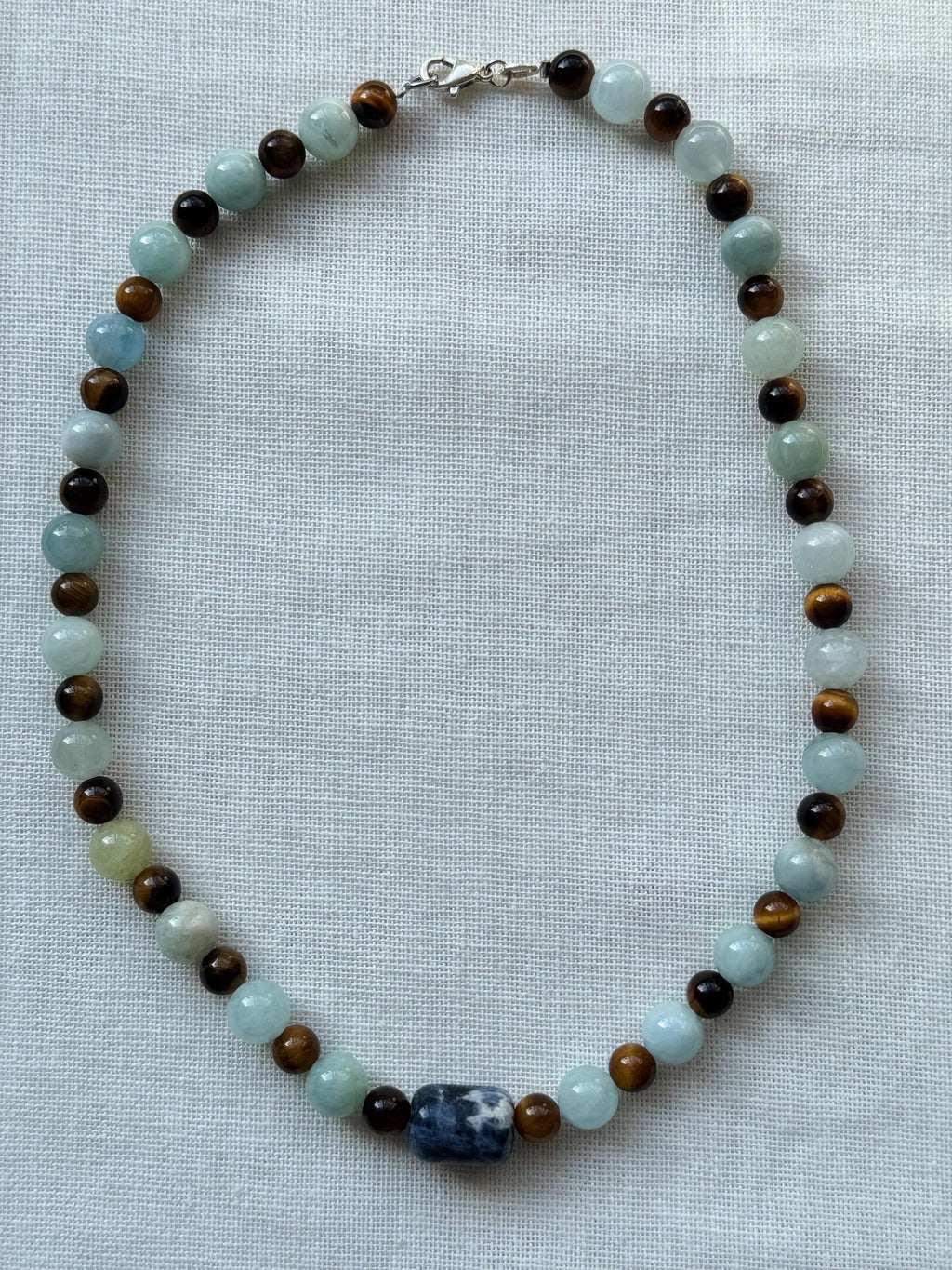 Aquamarine Tiger's Eye Sodalite Necklace