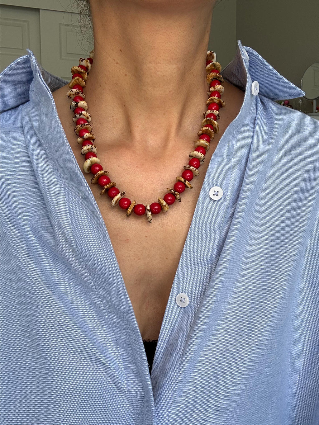 Red Howlite & Magnesite Necklace