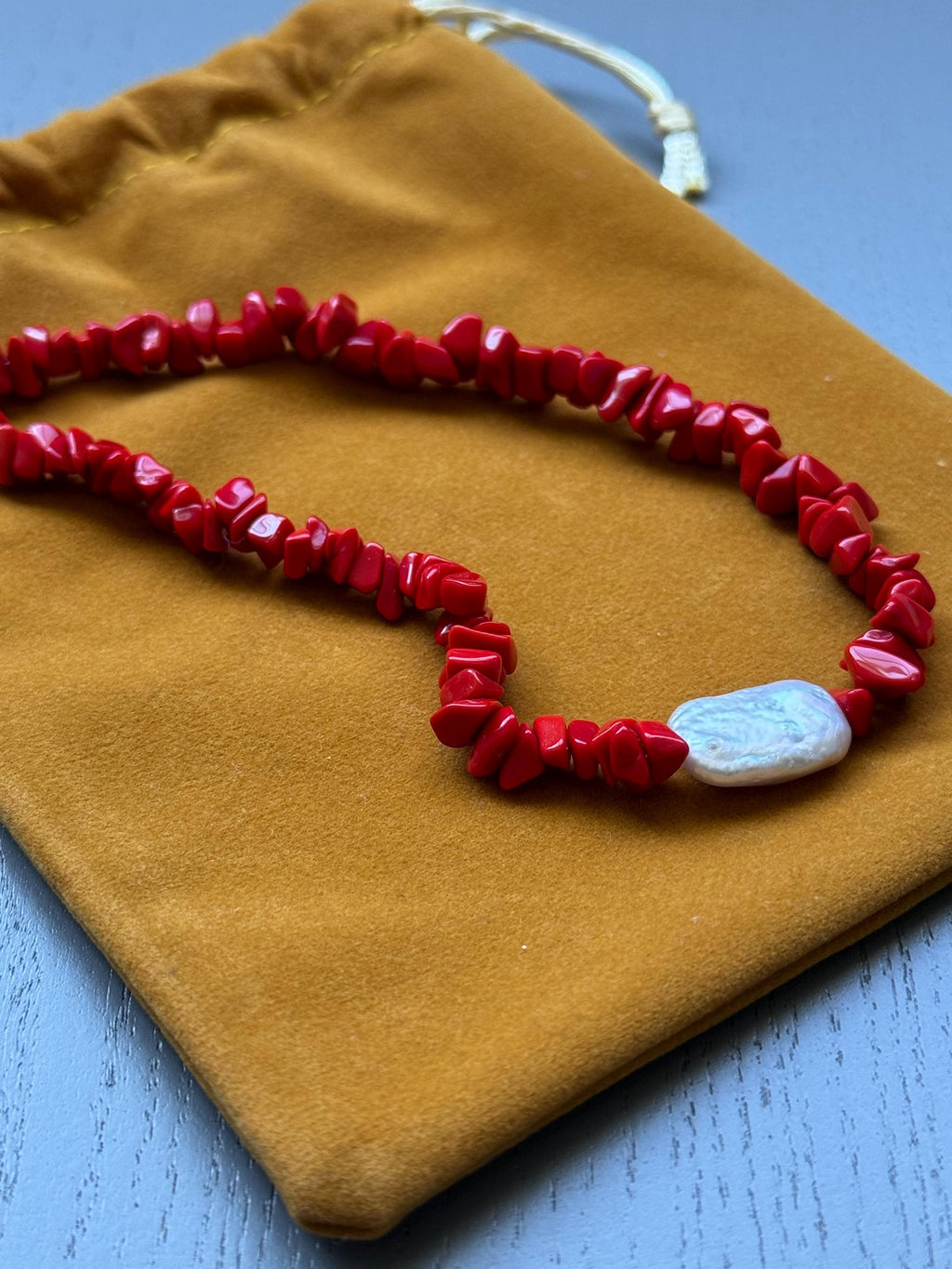 Baroque Pearl Coral Choker