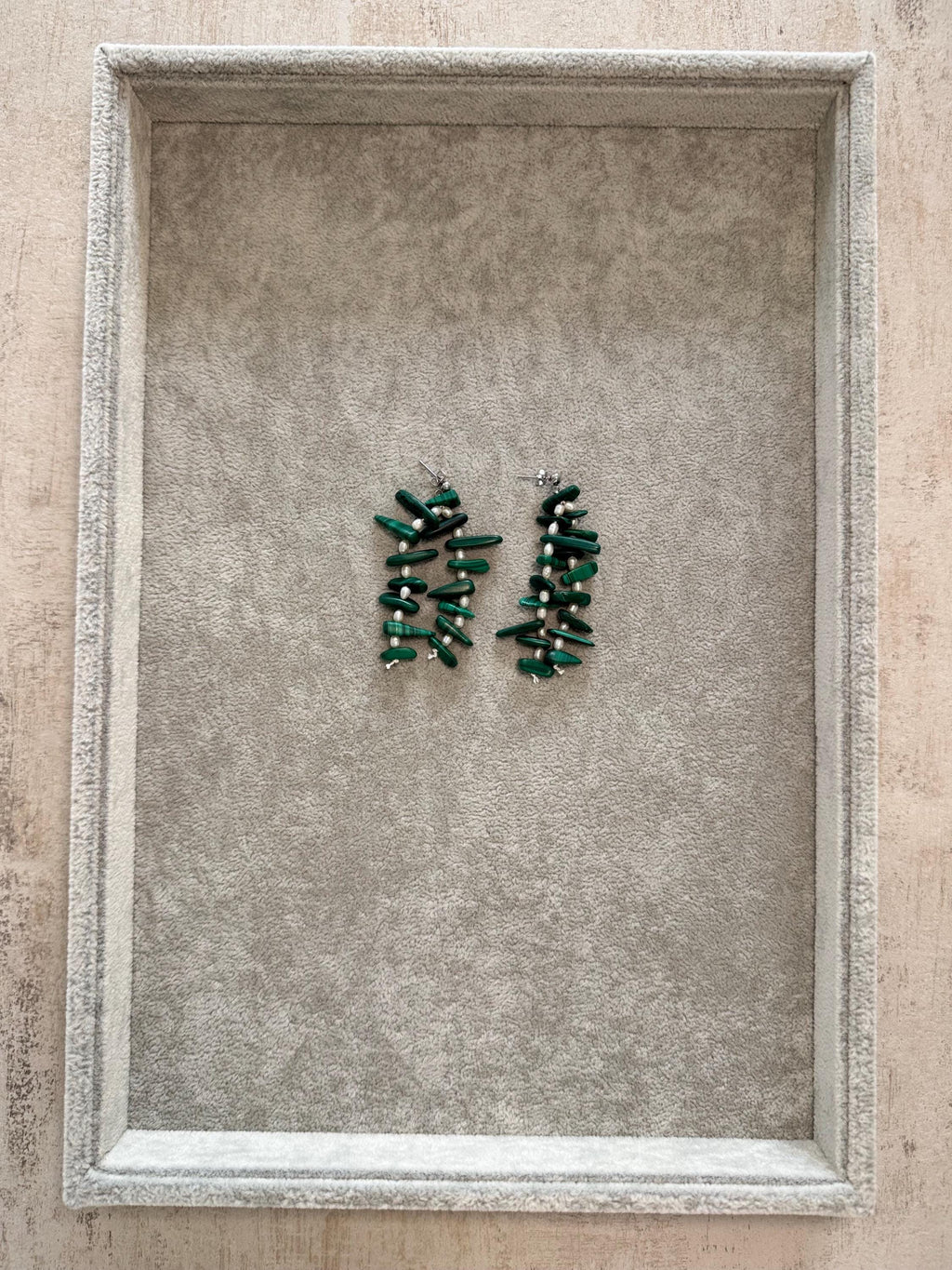 Malachite Pearl Drop Earrings