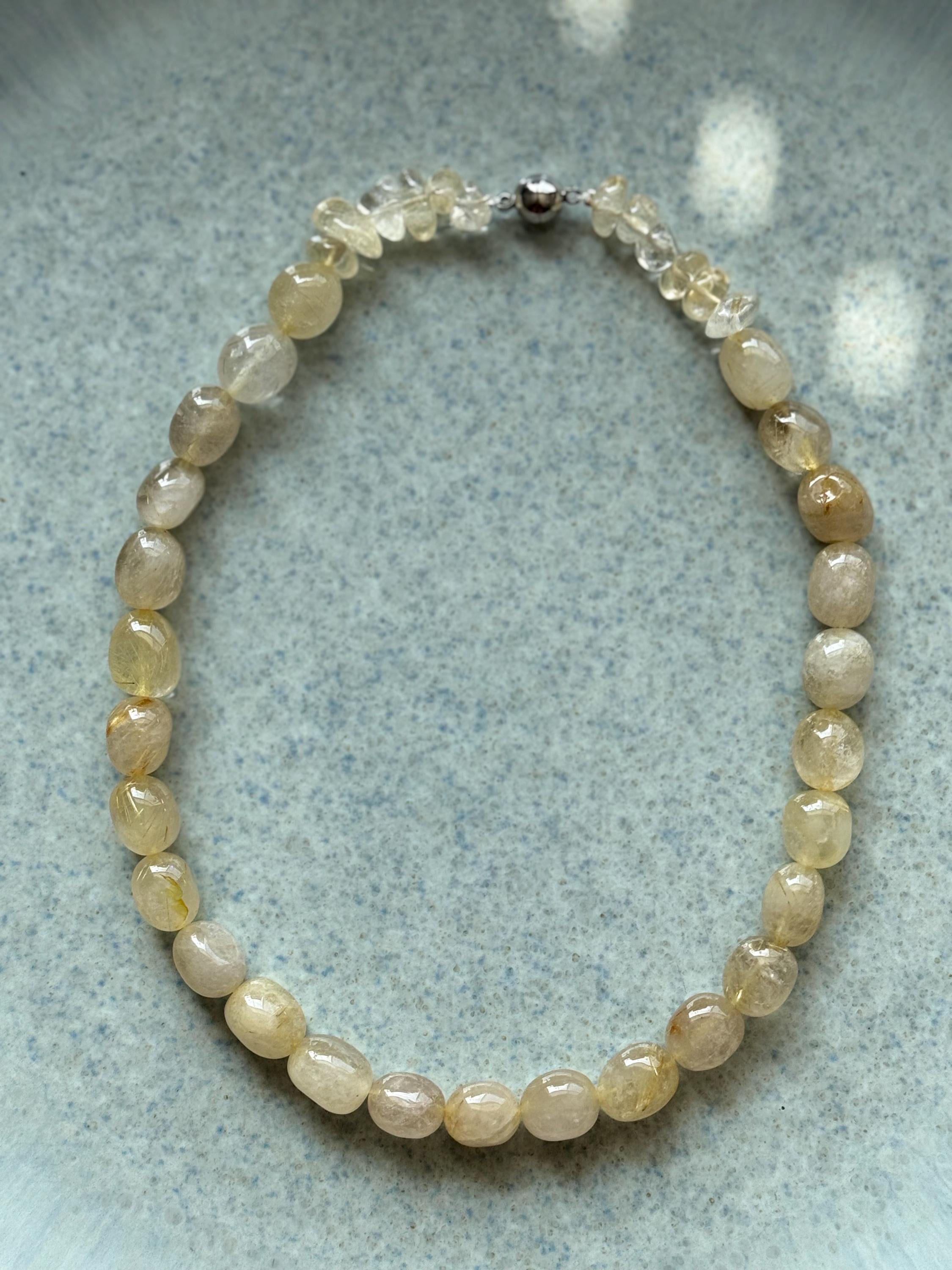 Golden Rutilated Quartz Necklace with Citrine