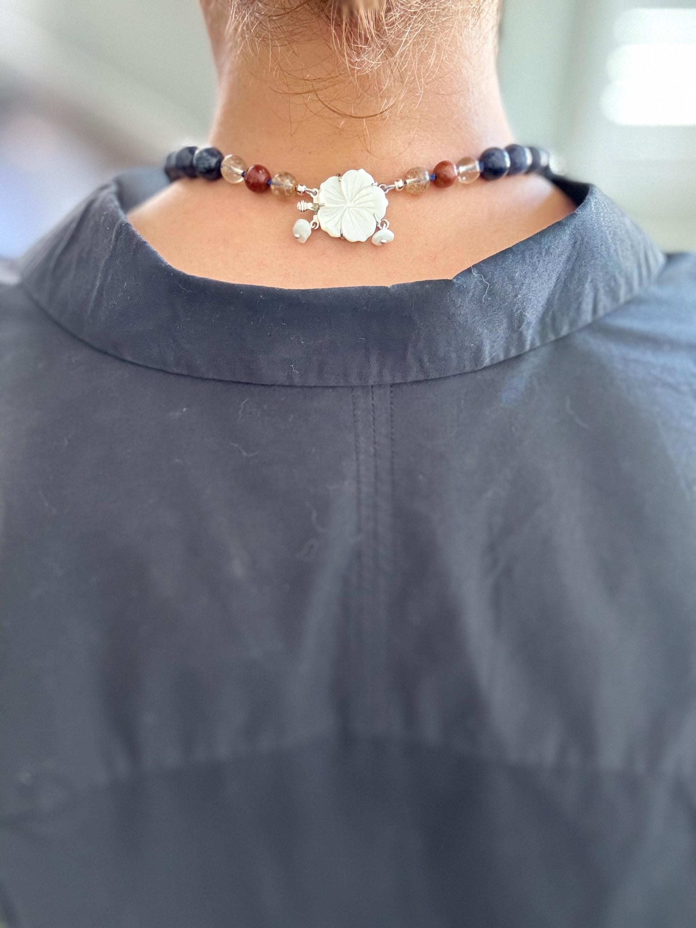 Blue Rutilated Quartz Necklace