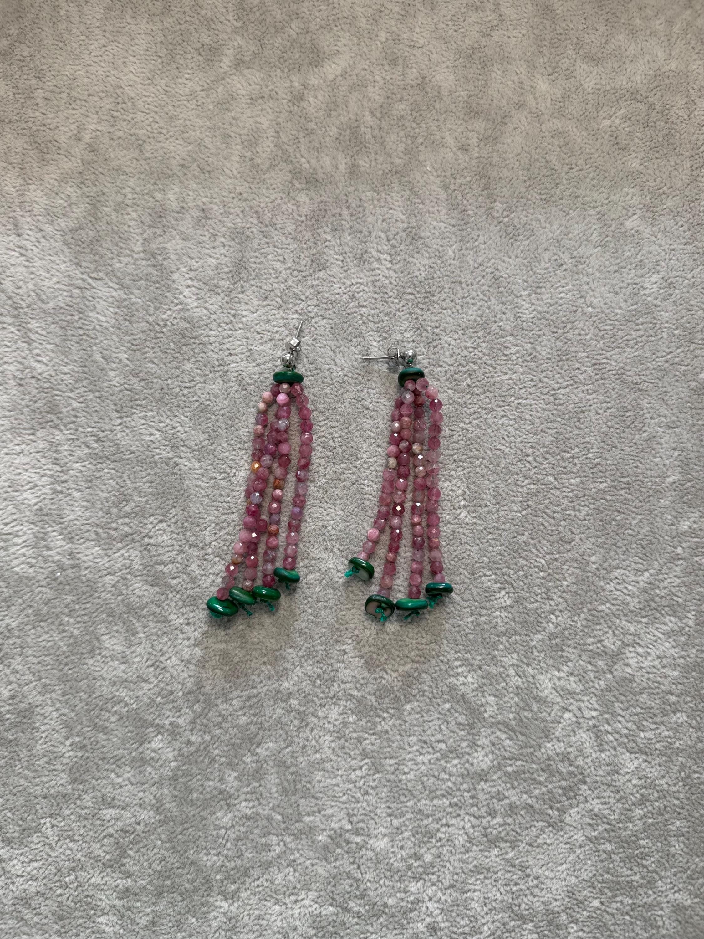 Pink Tourmaline Tassel Earrings
