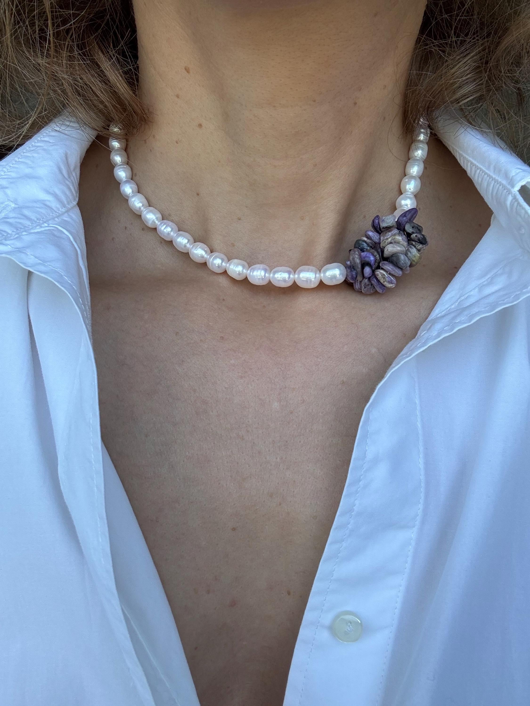 Pearl Charoite Necklace
