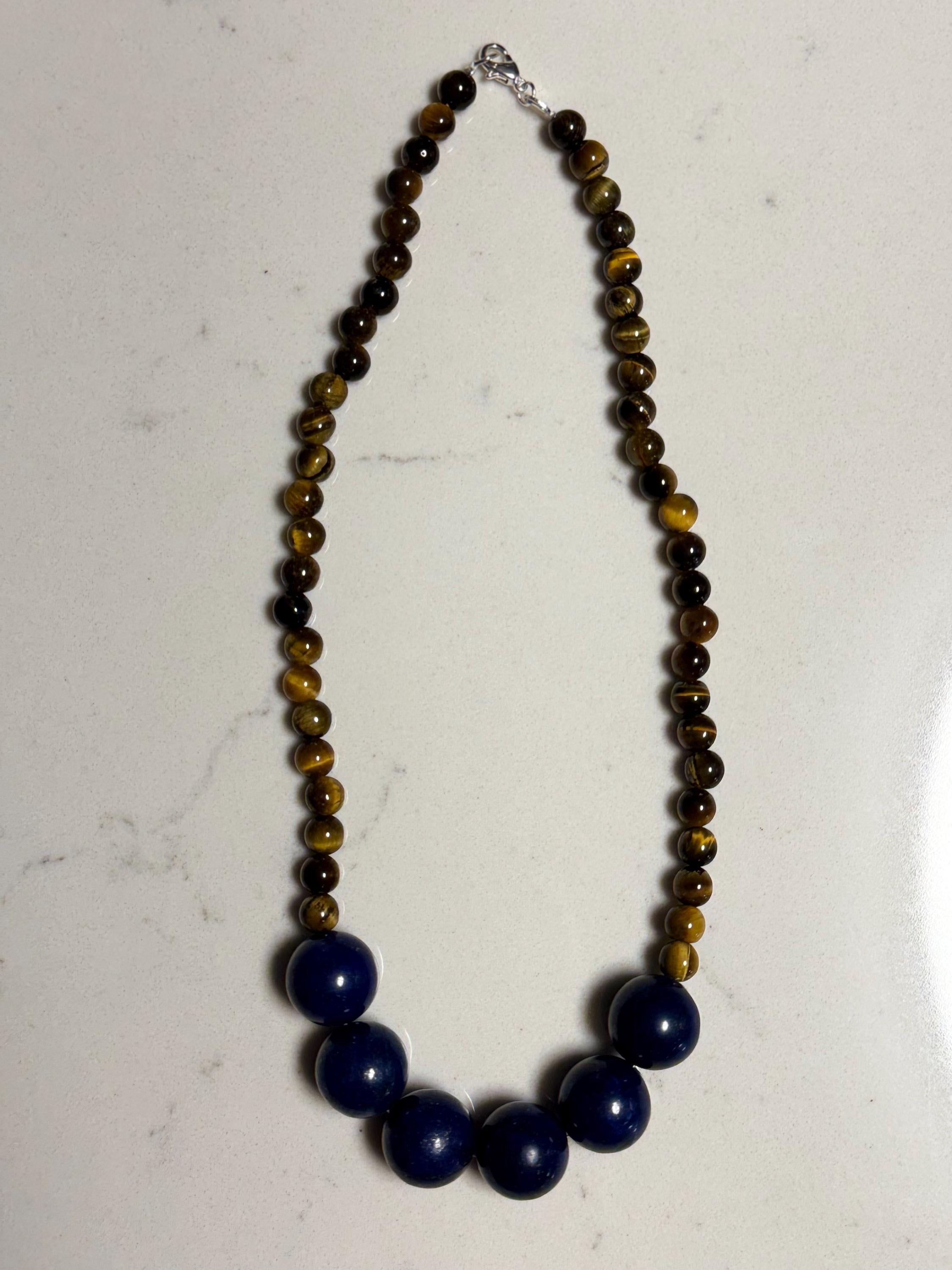 Lapis Lazuli and Tiger's Eye Necklace