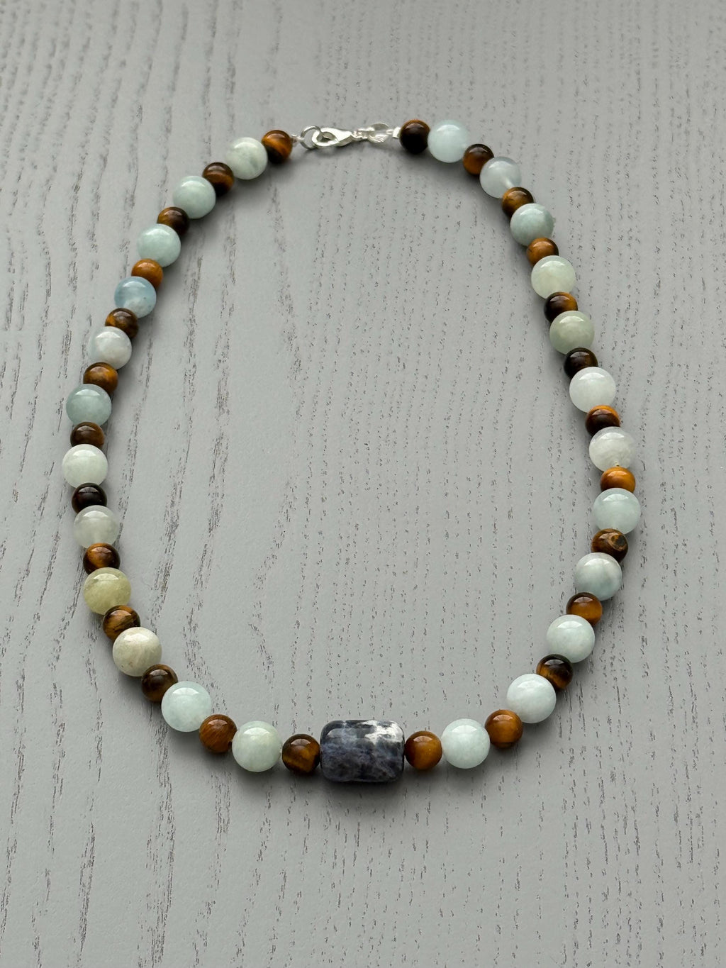 Aquamarine Tiger's Eye Sodalite Necklace