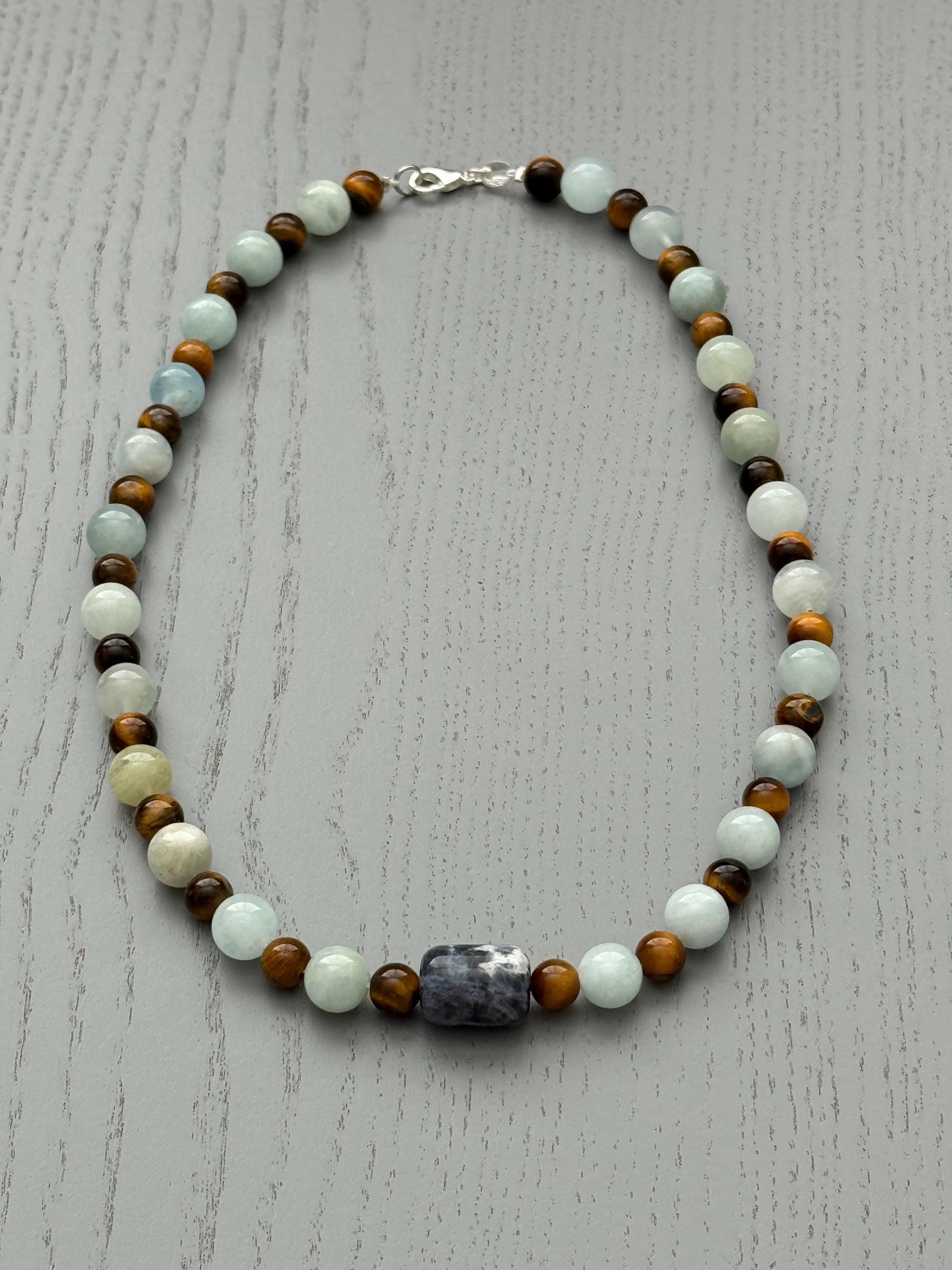 Aquamarine Tiger's Eye Sodalite Necklace