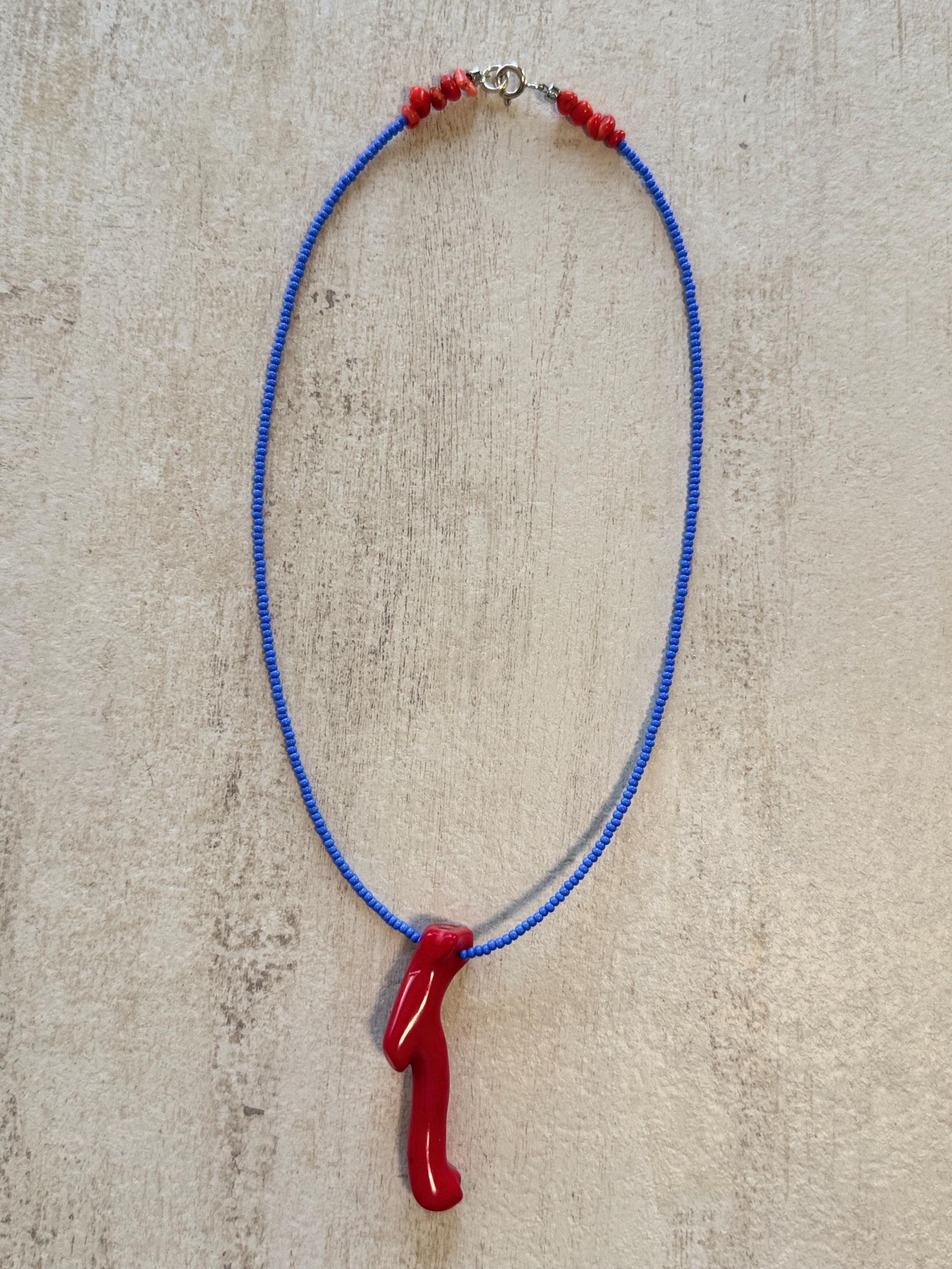 Red Coral Branch Pendant Necklace