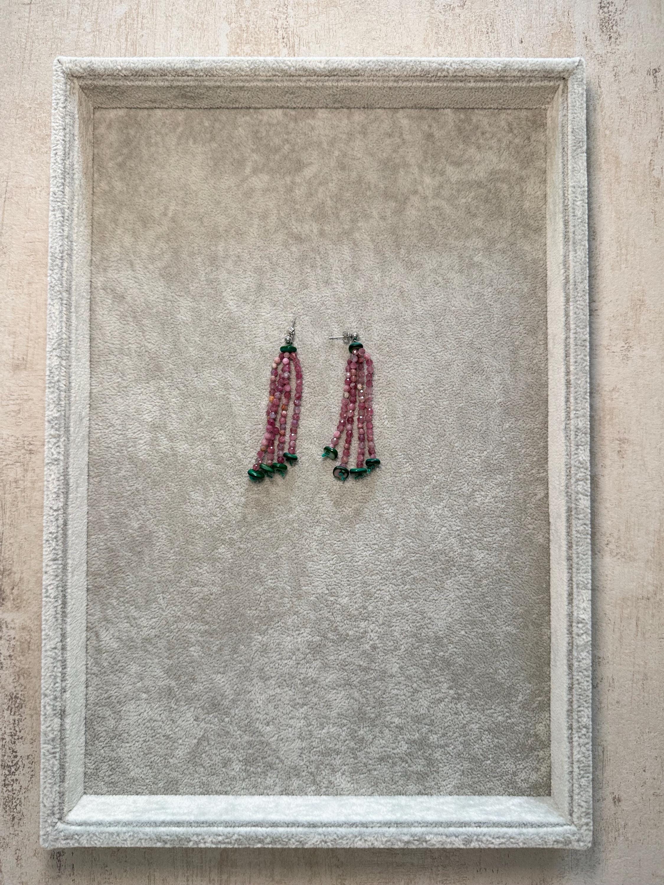 Pink Tourmaline Tassel Earrings