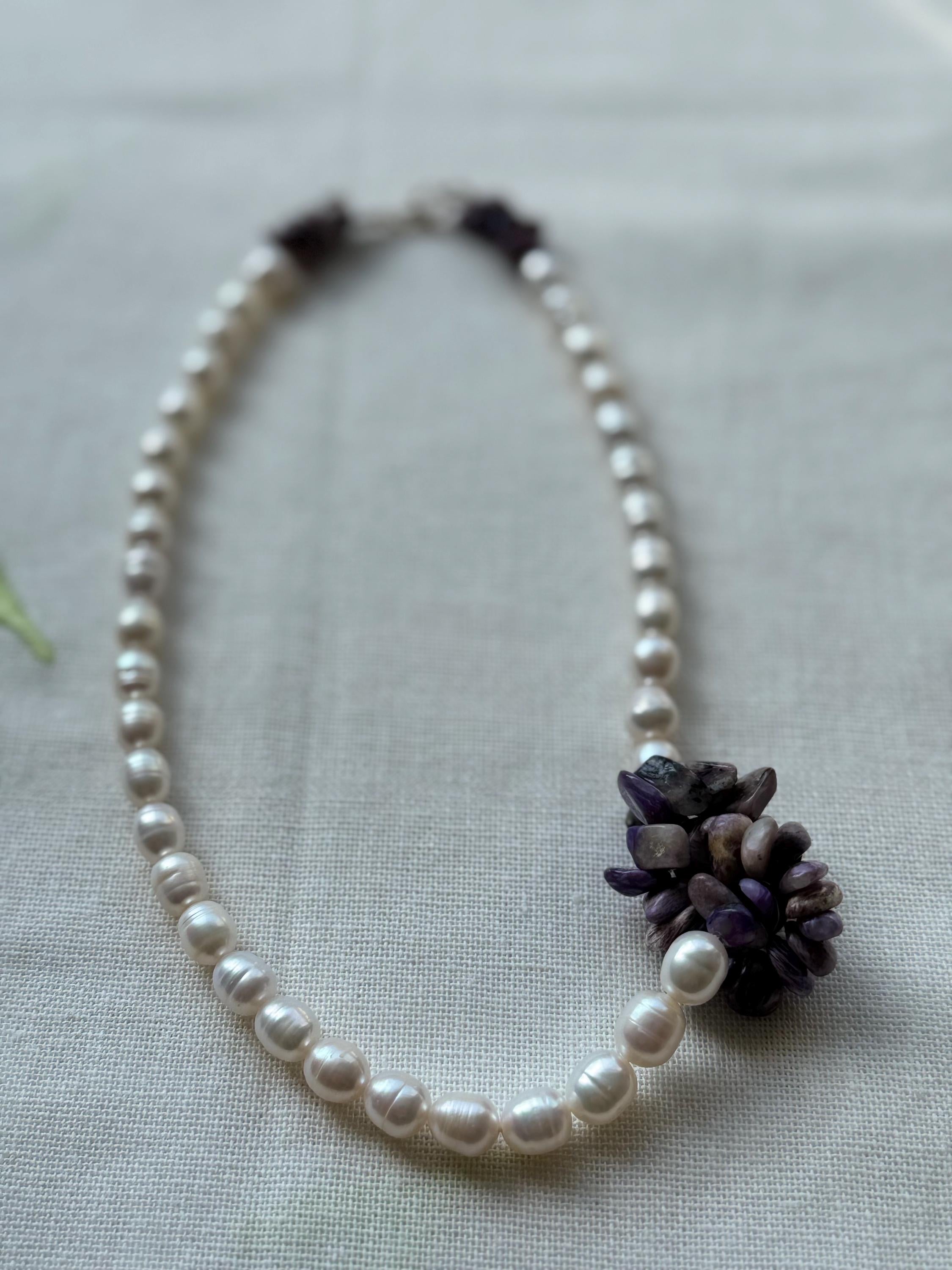 Pearl Charoite Necklace