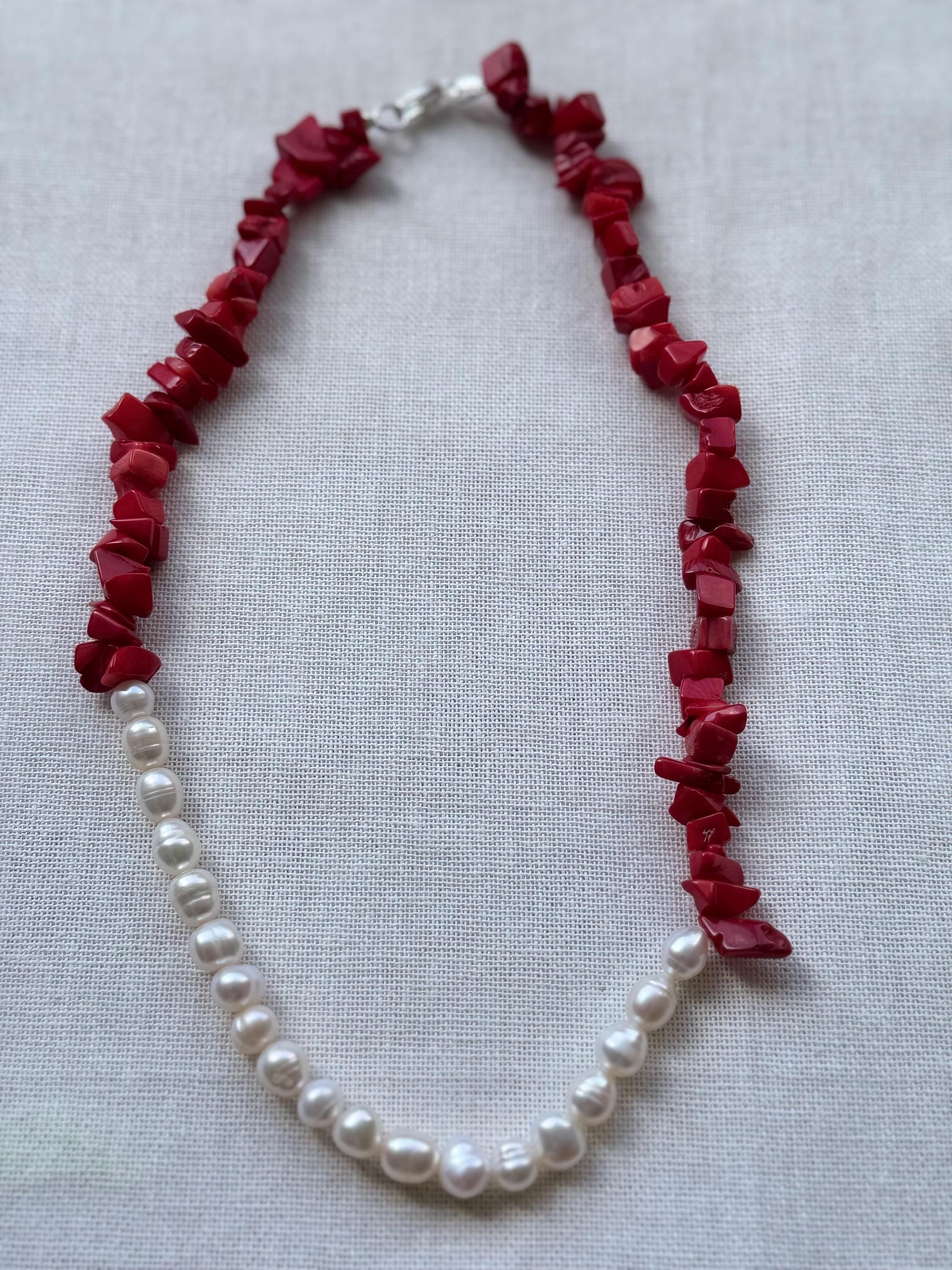 Baroque Pearl Coral Necklace