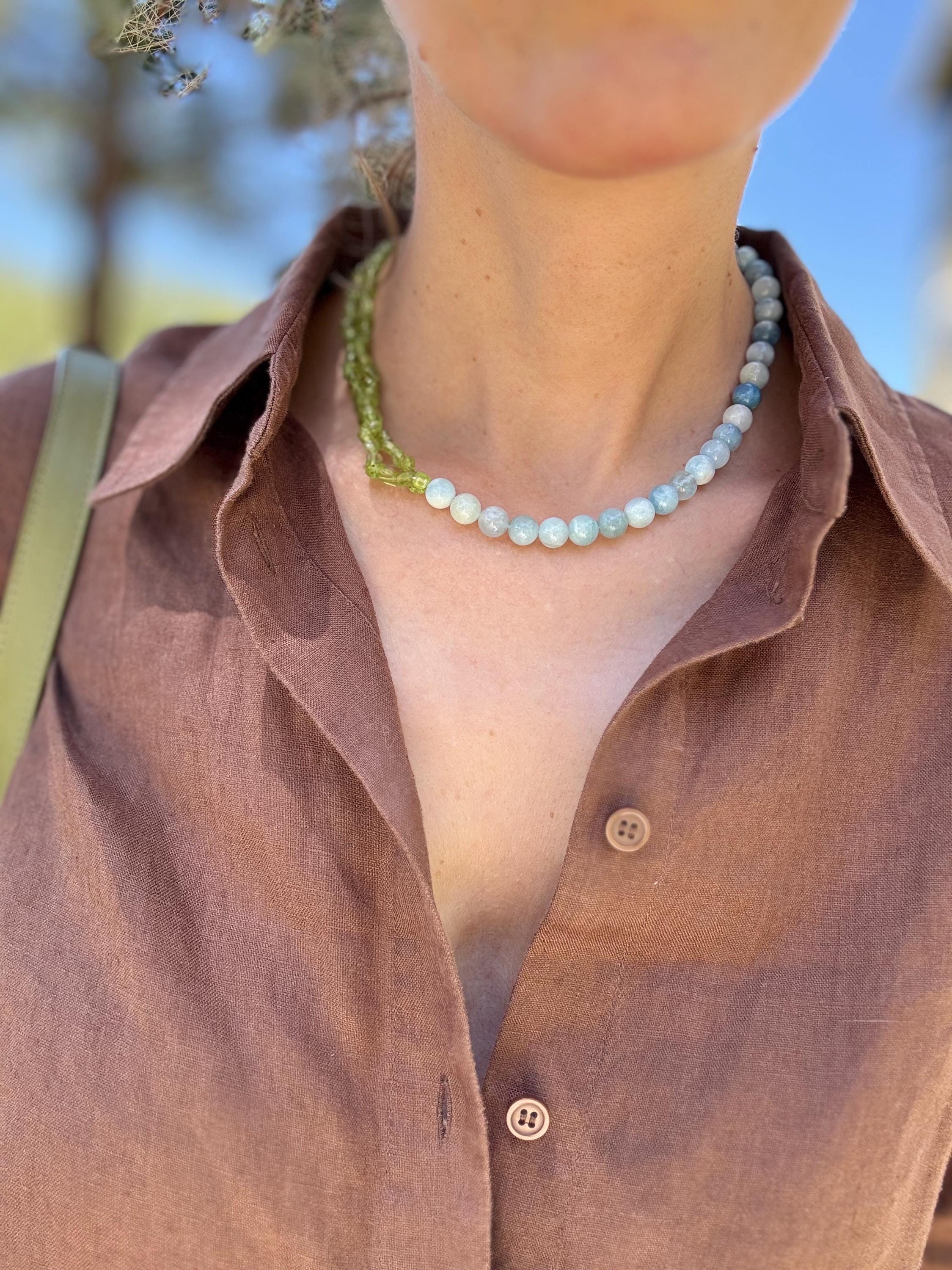 Aquamarine  Peridot Necklace