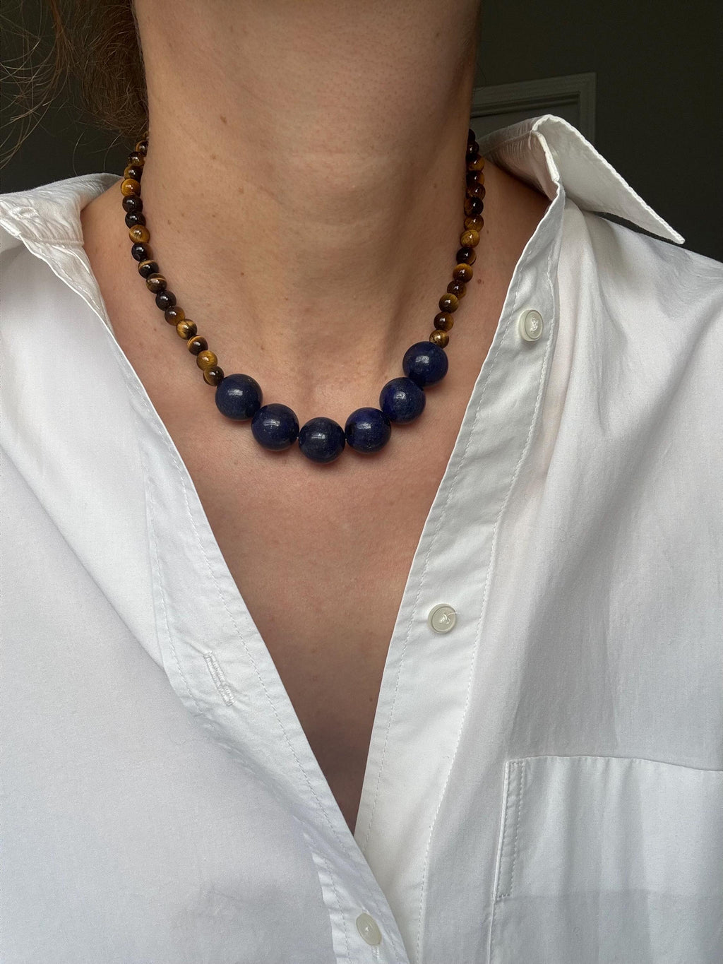 Lapis Lazuli and Tiger's Eye Necklace