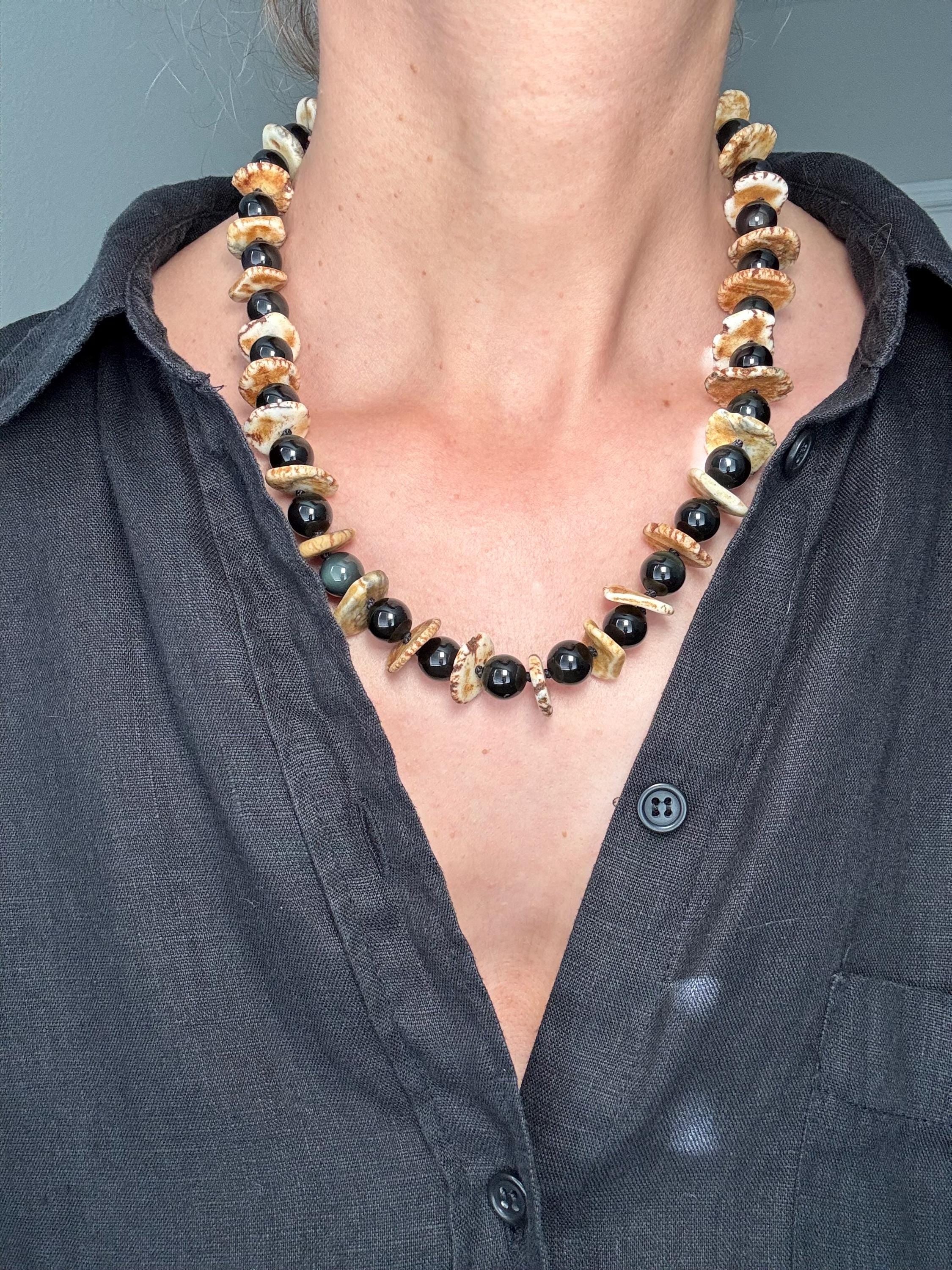 Obsidian & Magnesite Necklace