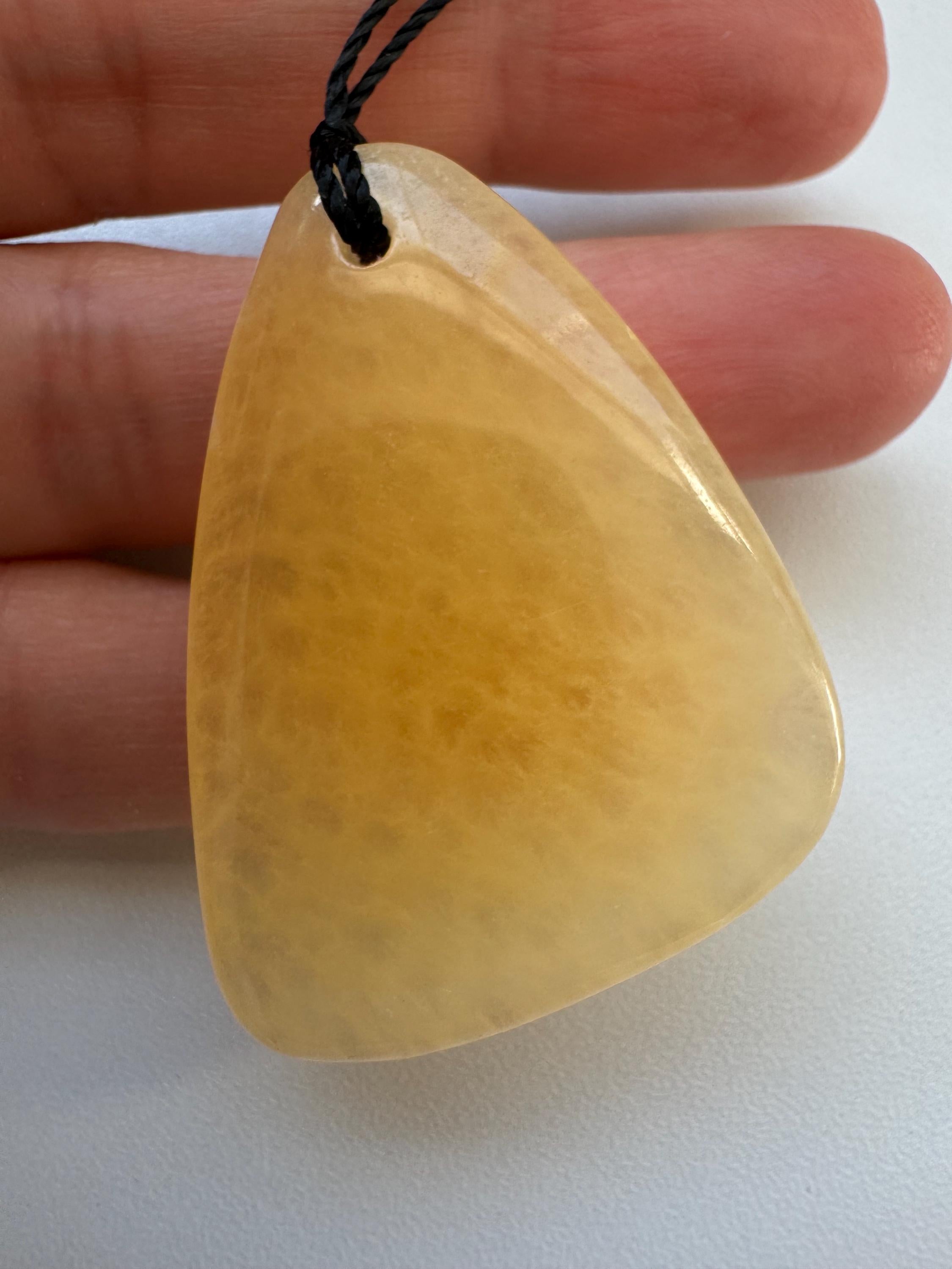 Yellow Calcite Jade Pendant Necklace