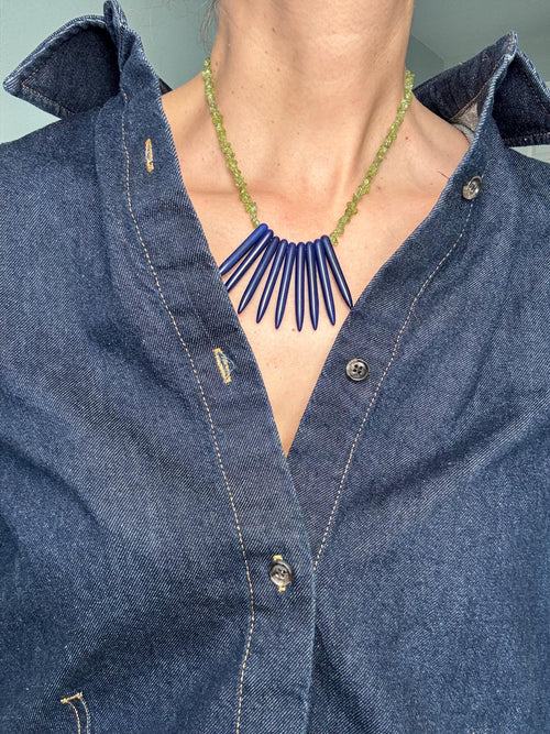 Bramble · No. 041 — Peridot & blue howlite Necklace