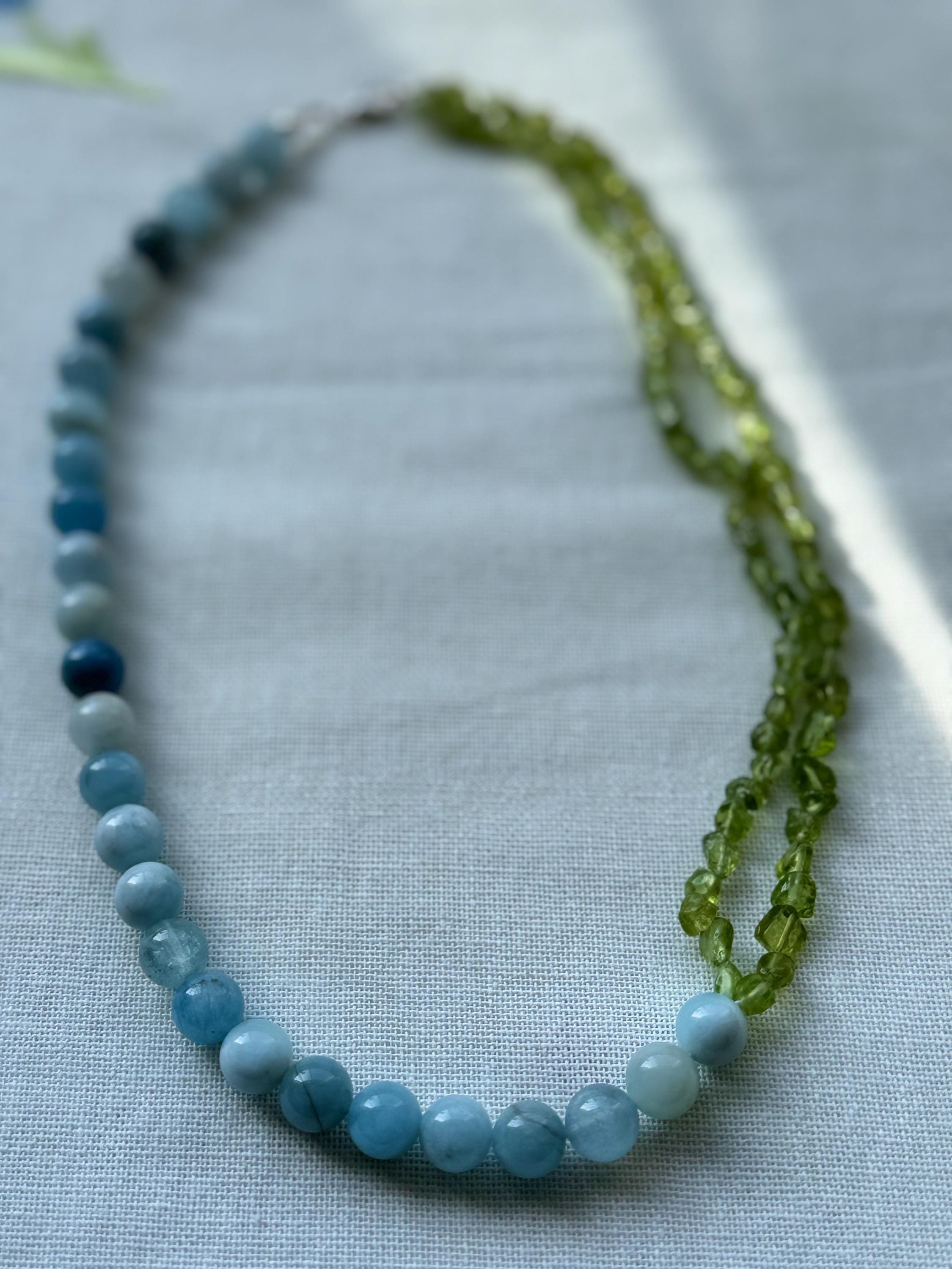 Aquamarine  Peridot Necklace