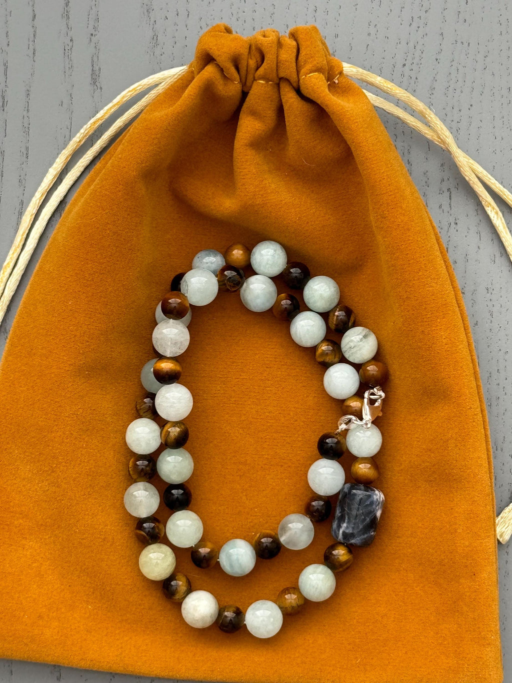 Aquamarine Tiger's Eye Sodalite Necklace