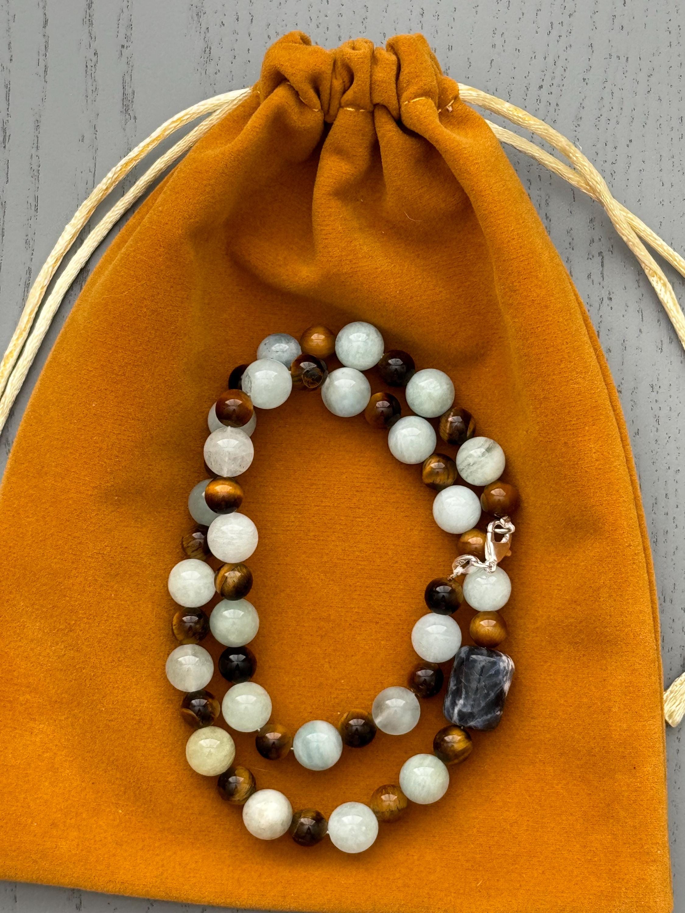 Aquamarine Tiger's Eye Sodalite Necklace