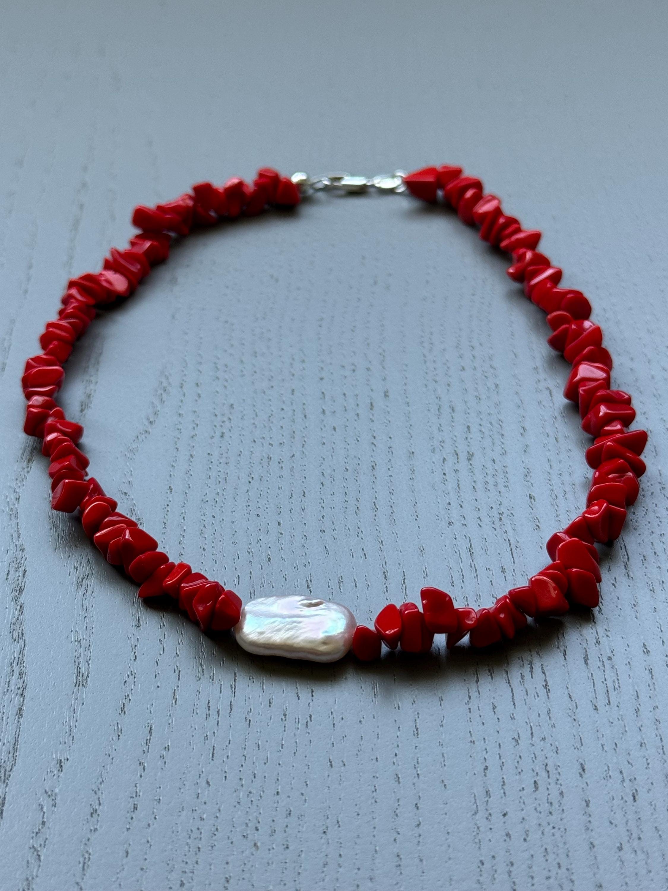 Baroque Pearl Coral Choker