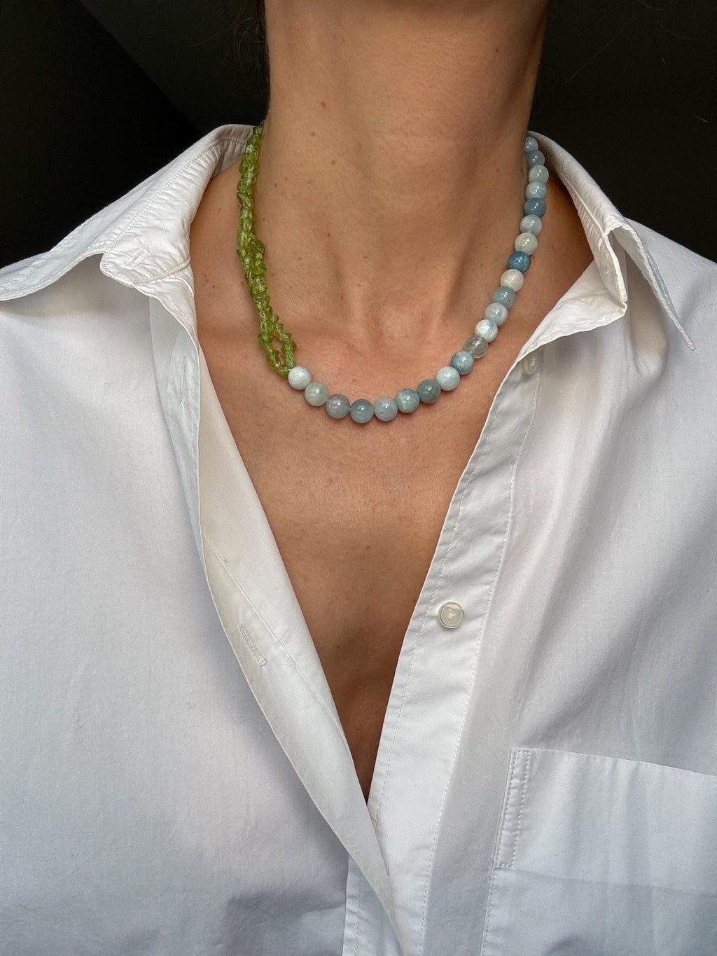 Meltwater · No. 047 — Aquamarine & peridot Necklace