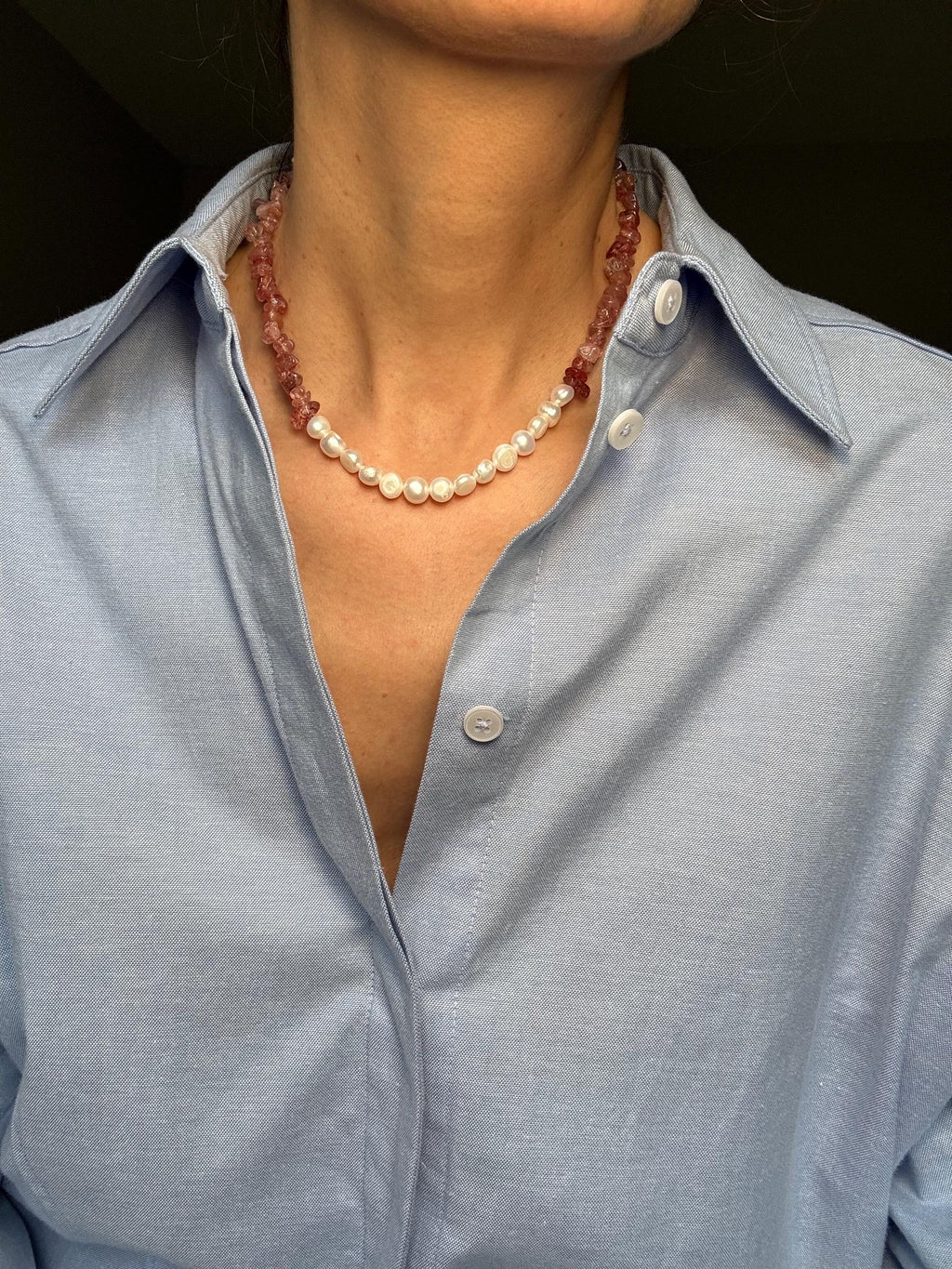 Baroque Pearl  Strawberry Quartz