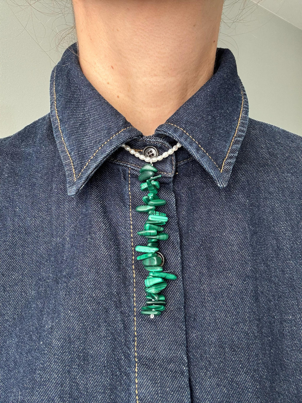 Malachite & Pearl Pendant Necklace