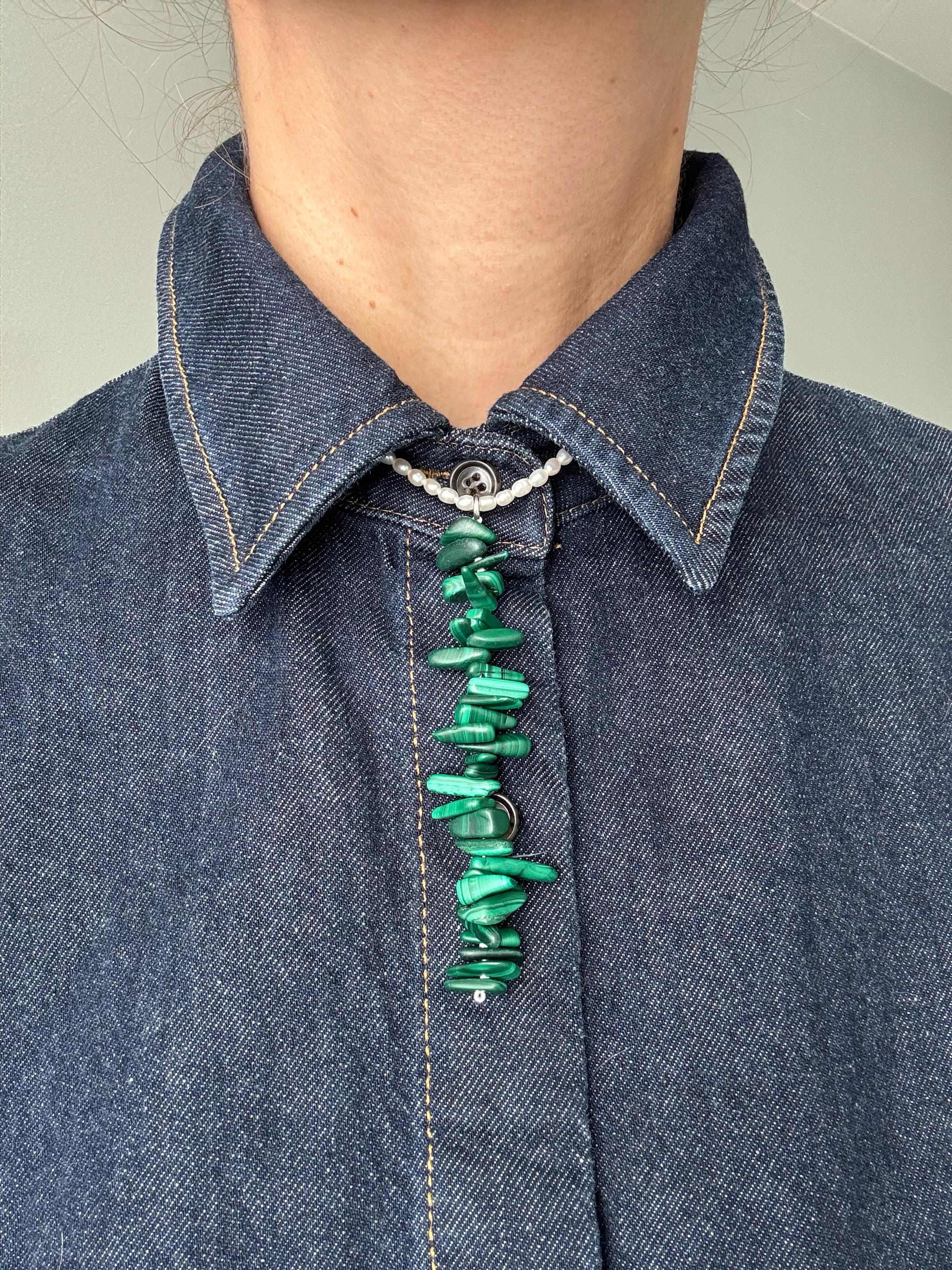 Malachite & Pearl Pendant Necklace