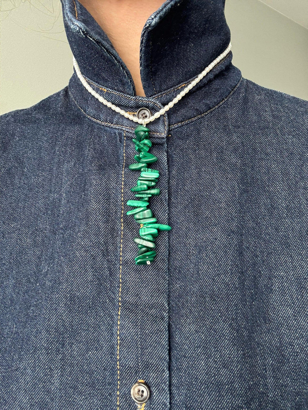 Malachite & Pearl Pendant Necklace