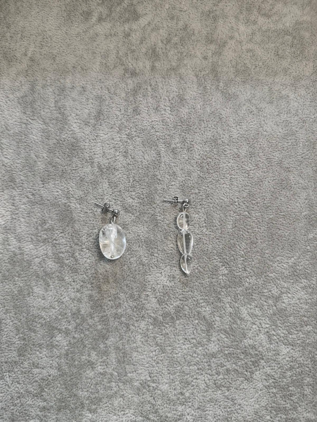 Clear Quartz Asymmetric Earrings