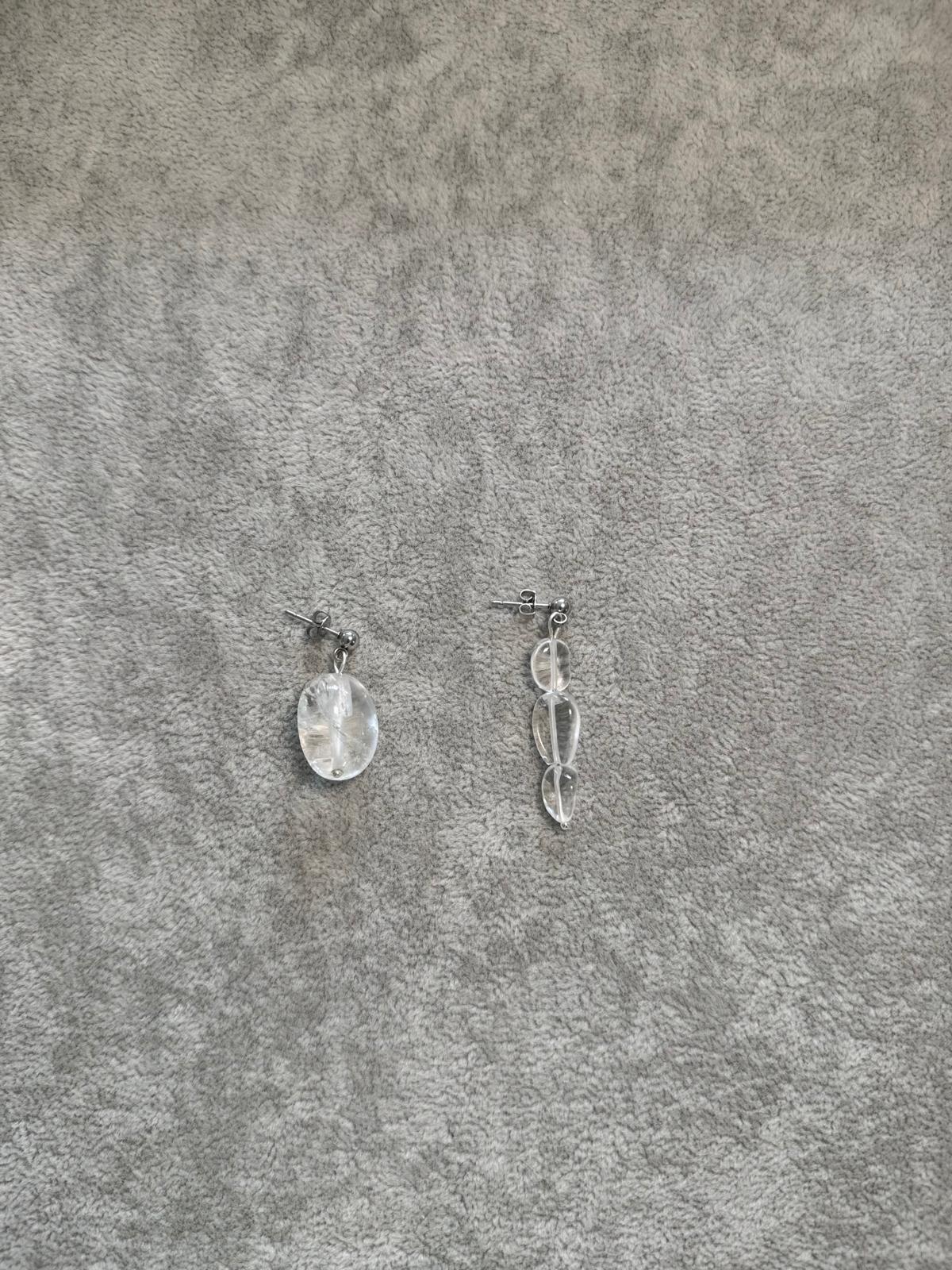 Clear Quartz Asymmetric Earrings