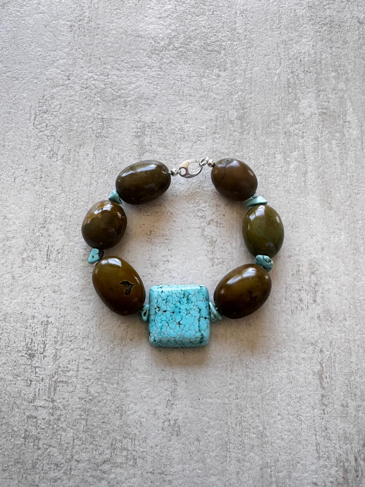 Moss · No. 001 — Green turquoise & magnesite Bracelet