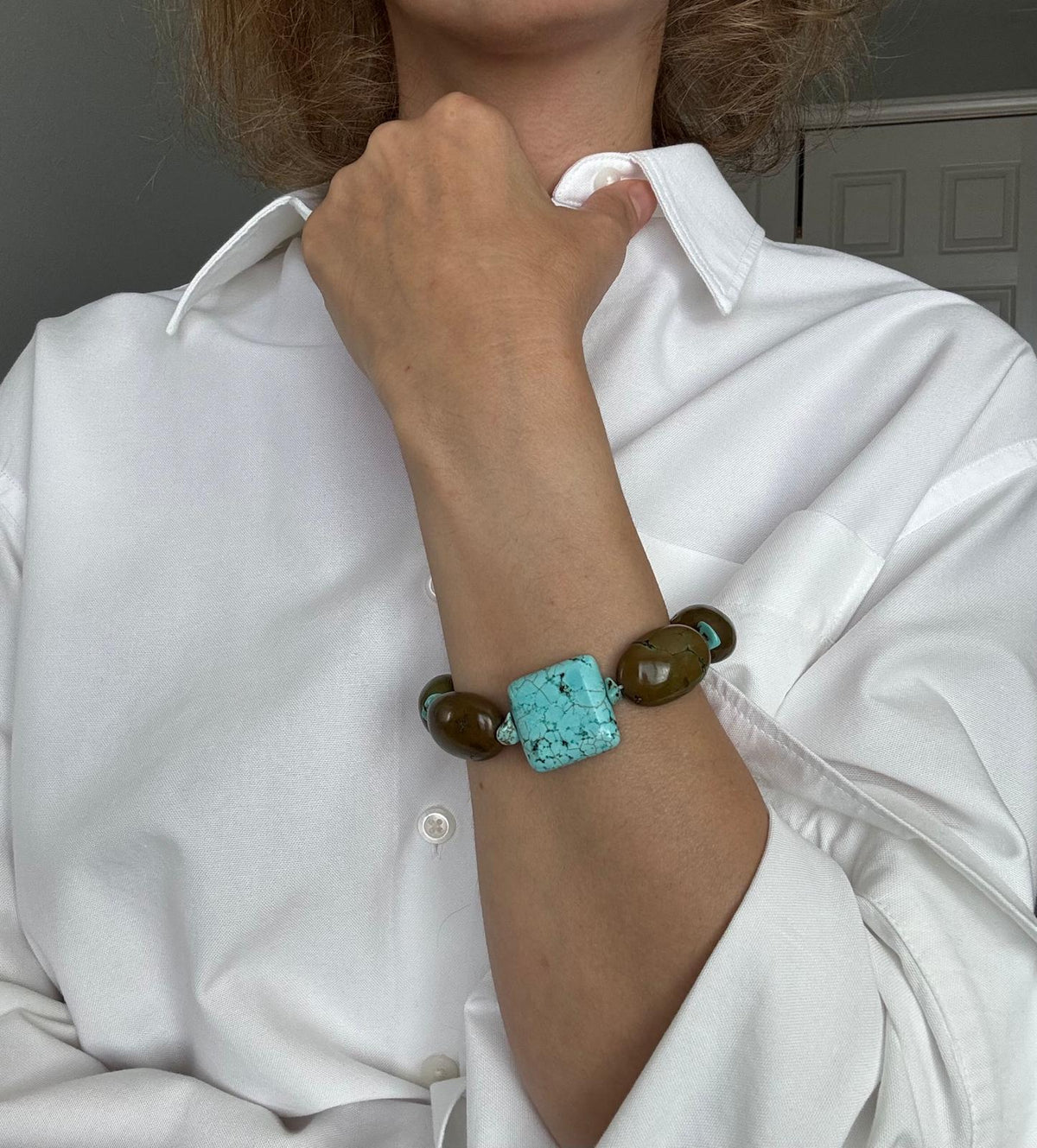 Moss · No. 001 — Green turquoise & magnesite Bracelet